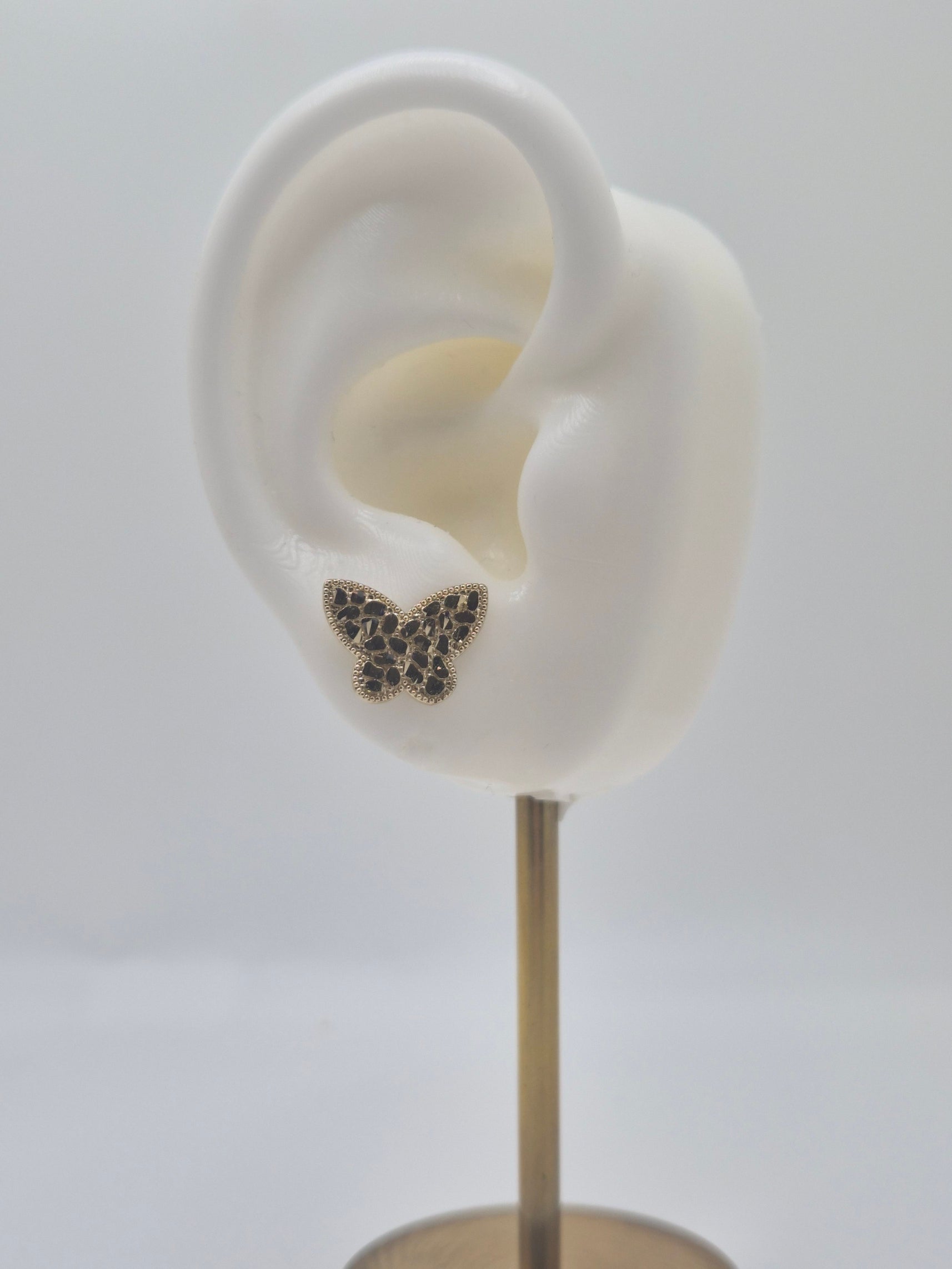 14K Gold Nugget Butterfly Earrings (Push Back)