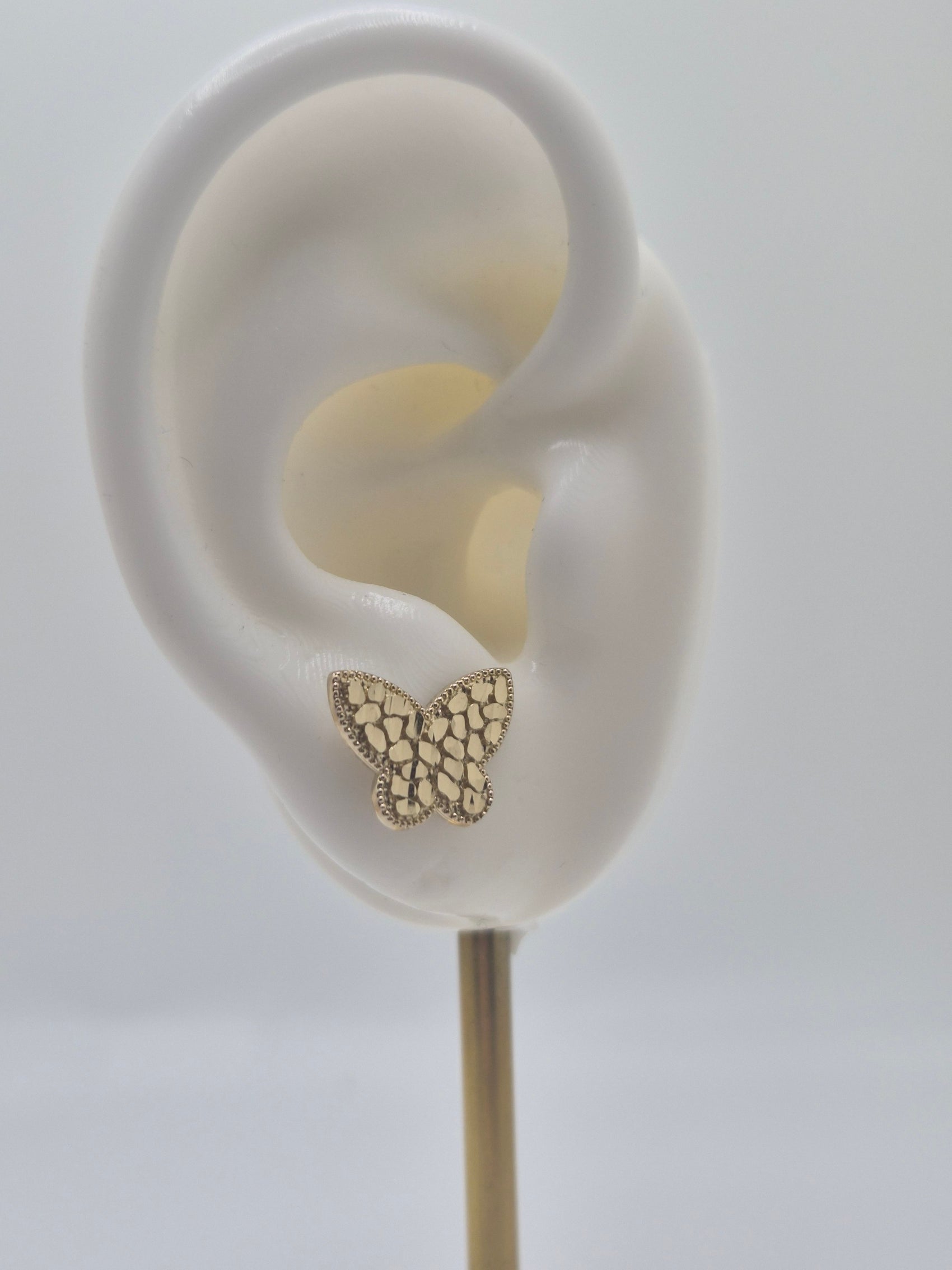 14K Gold Nugget Butterfly Earrings (Push Back)