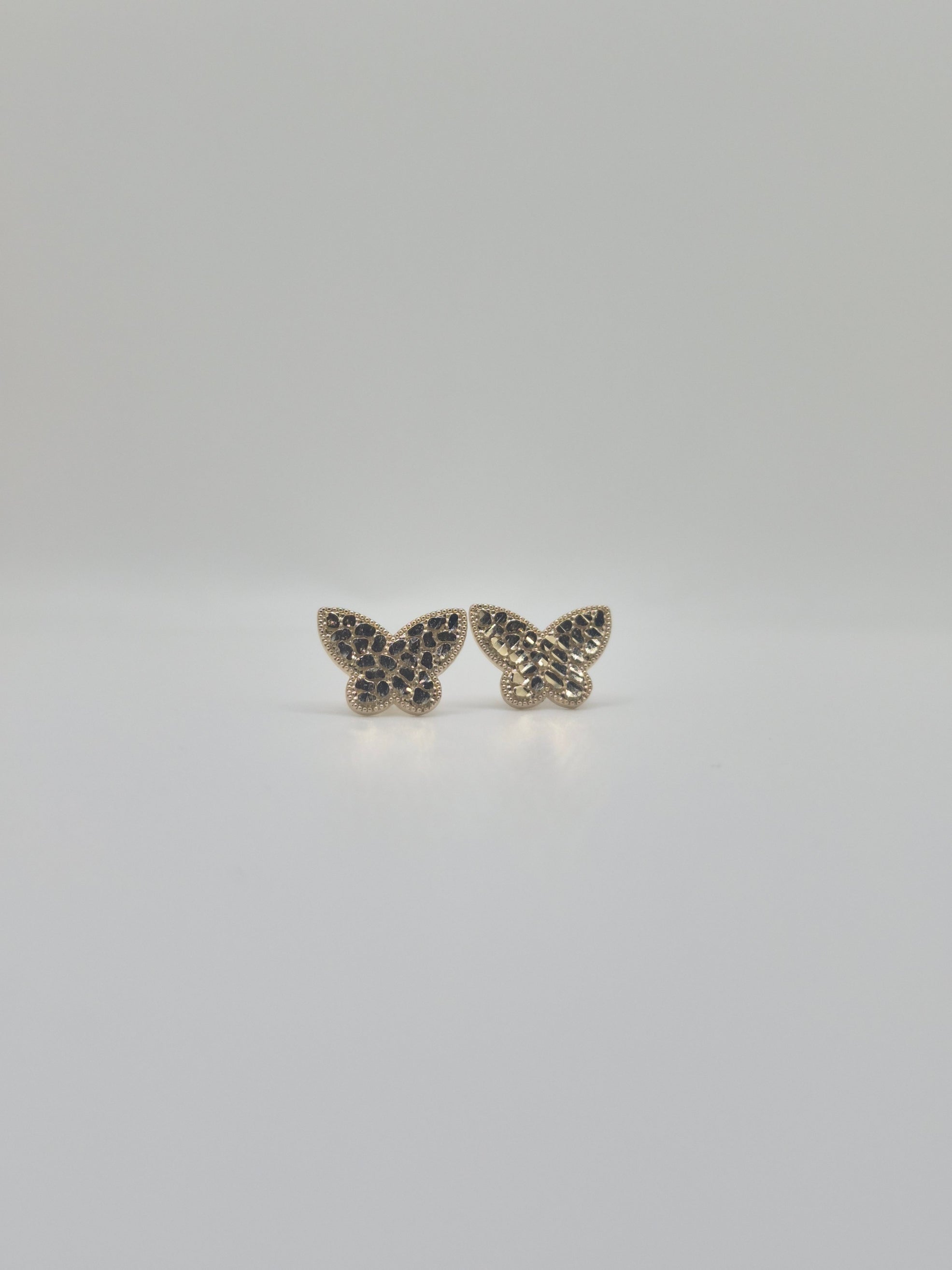 14K Gold Nugget Butterfly Earrings (Push Back)