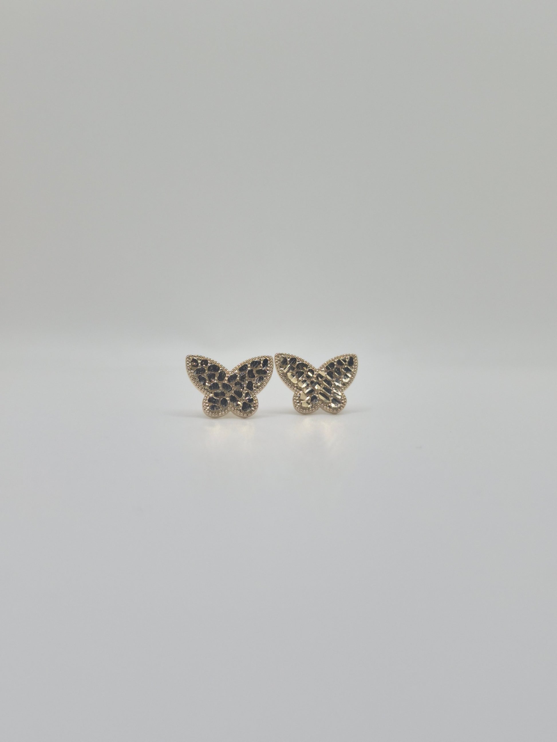 14K Gold Nugget Butterfly Earrings (Push Back)