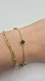 14K Gold Black Clover Bracelet (7.5” + 1” Extension)