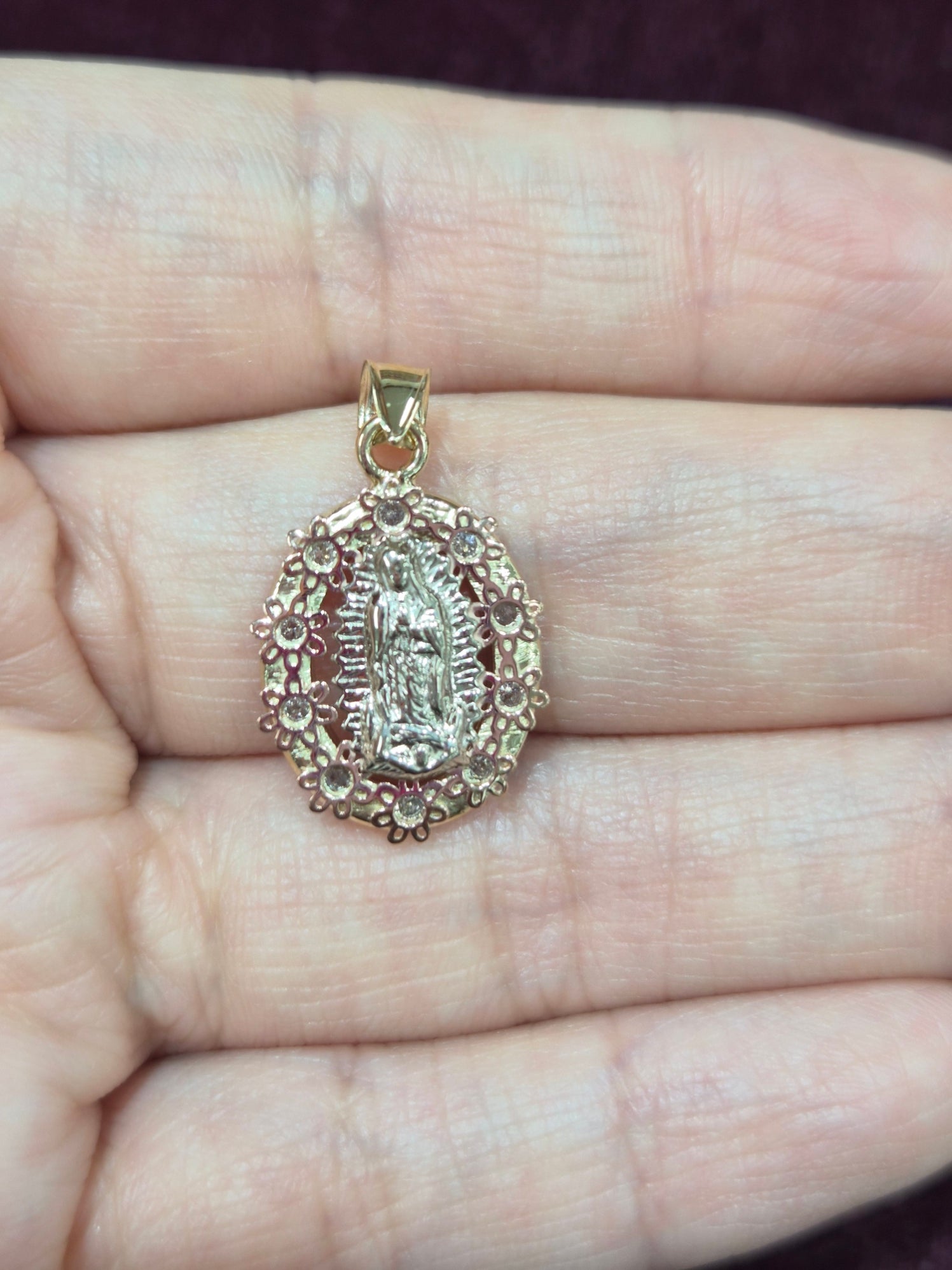 14K Two-Tone Our Lady of Guadalupe Pendant