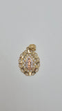 14K Gold Virgencita Oval Pendant