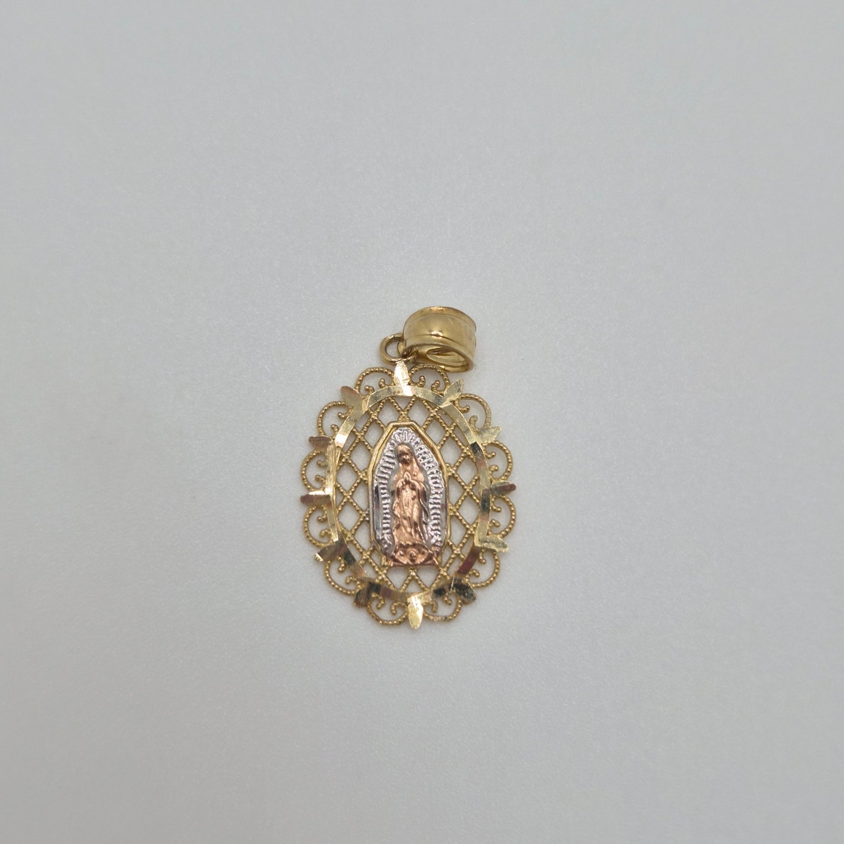 14K Gold Virgencita Oval Pendant