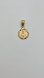 Colgante de oro de 14k de doble cara con Jesús y Virgencita