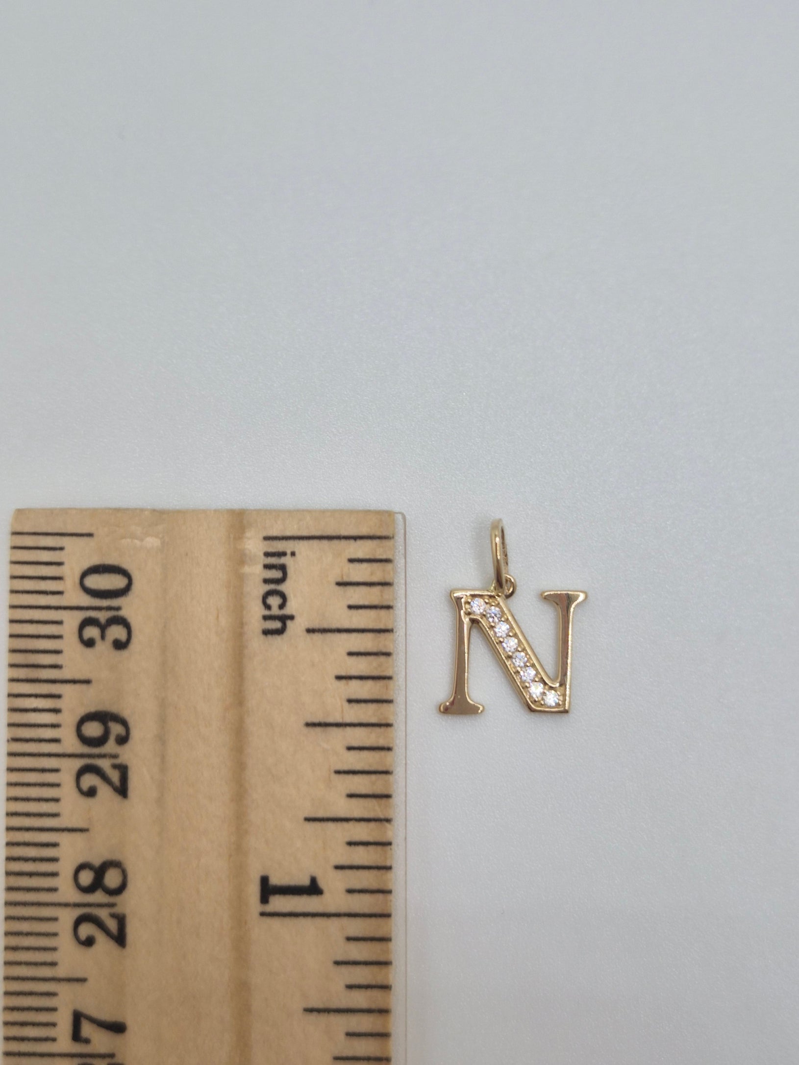 14K Gold Mini Initial CZ Pendant