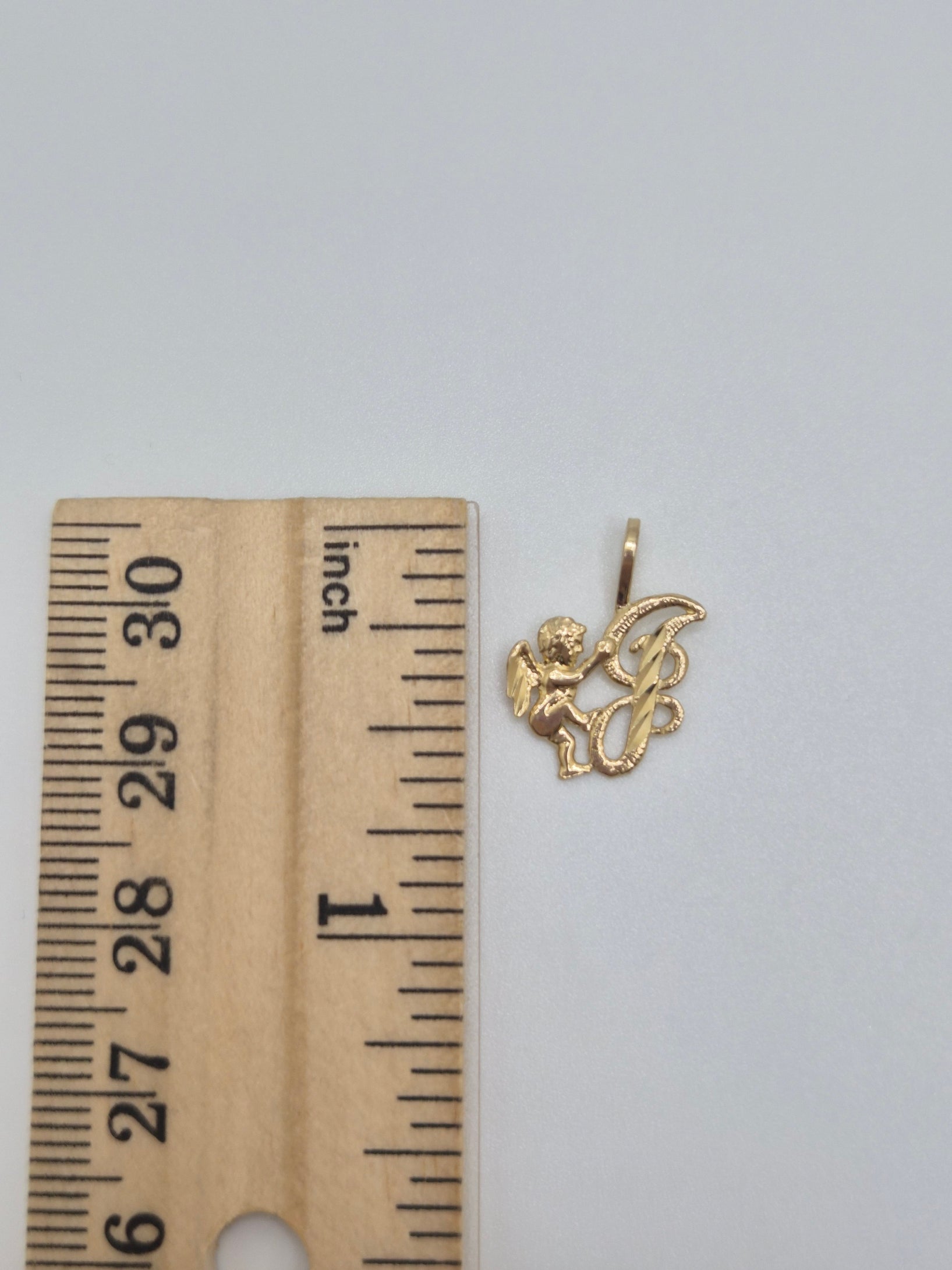14K Gold Cherub Initial Pendant