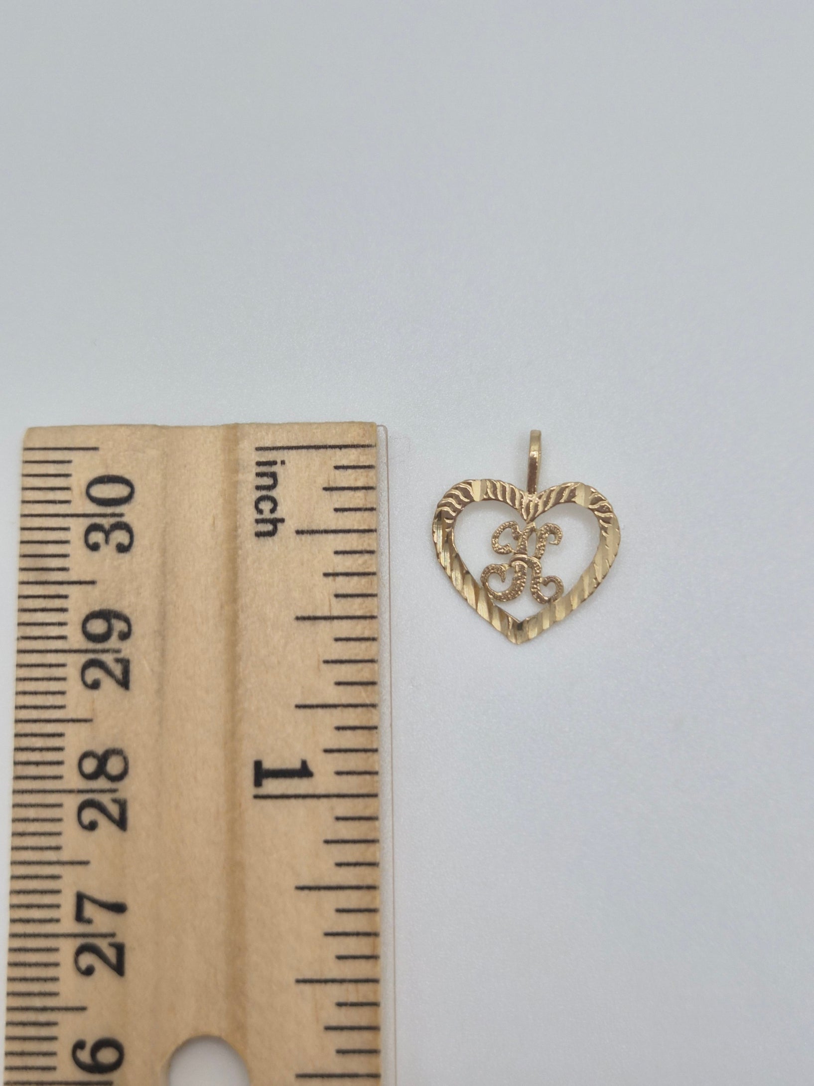 14K Gold Diamond-Cut Heart Initial Pendant