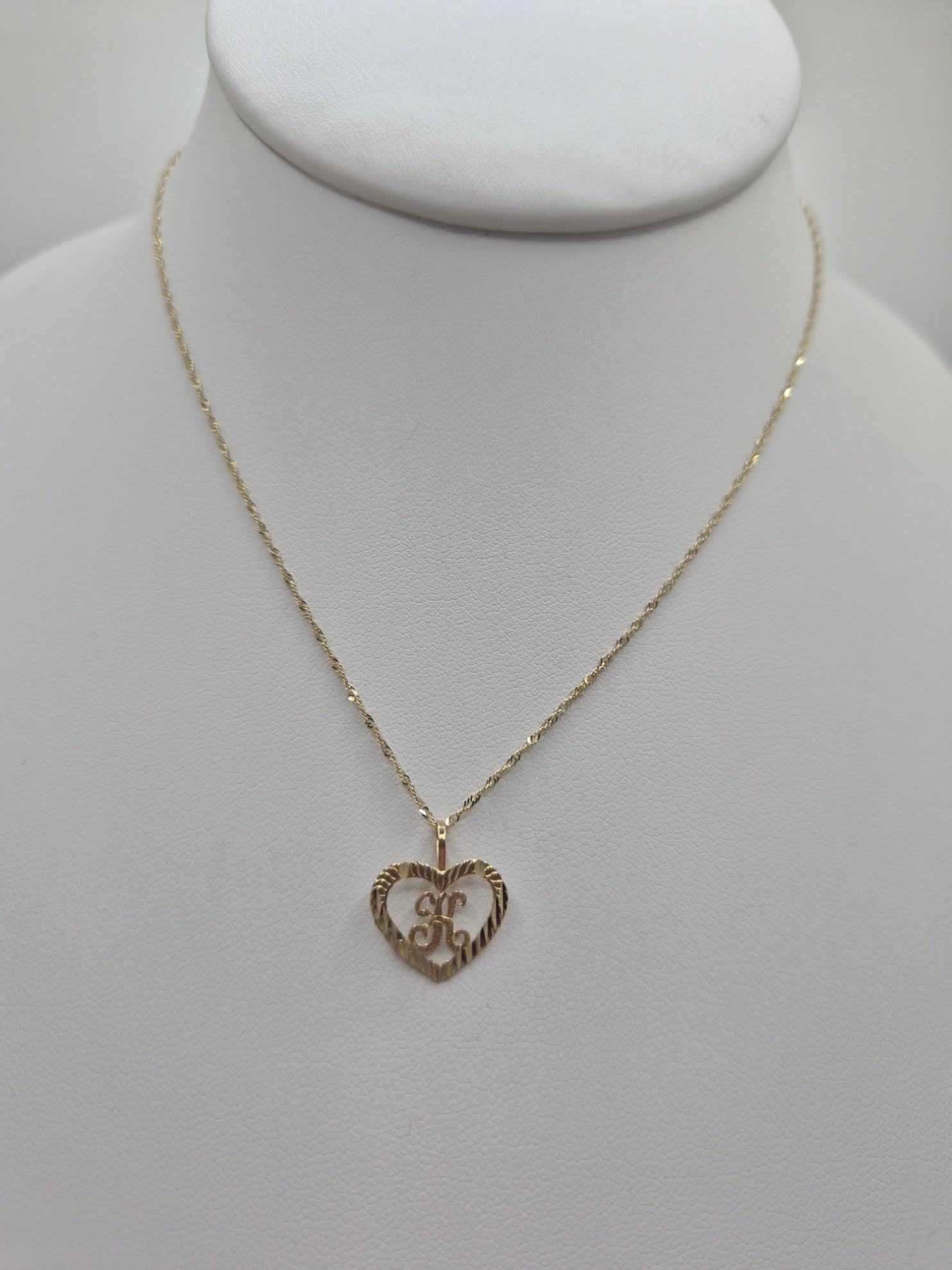 14K Gold Mini Heart Initial Necklace Set