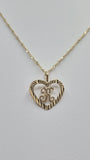 14K Gold Mini Heart Initial Necklace Set