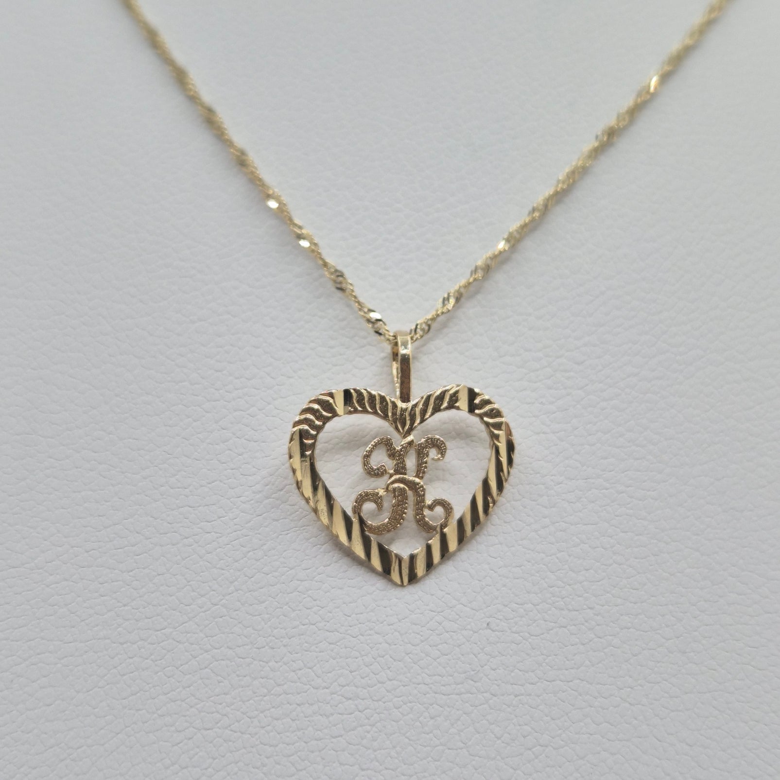 14K Gold Mini Heart Initial Necklace Set