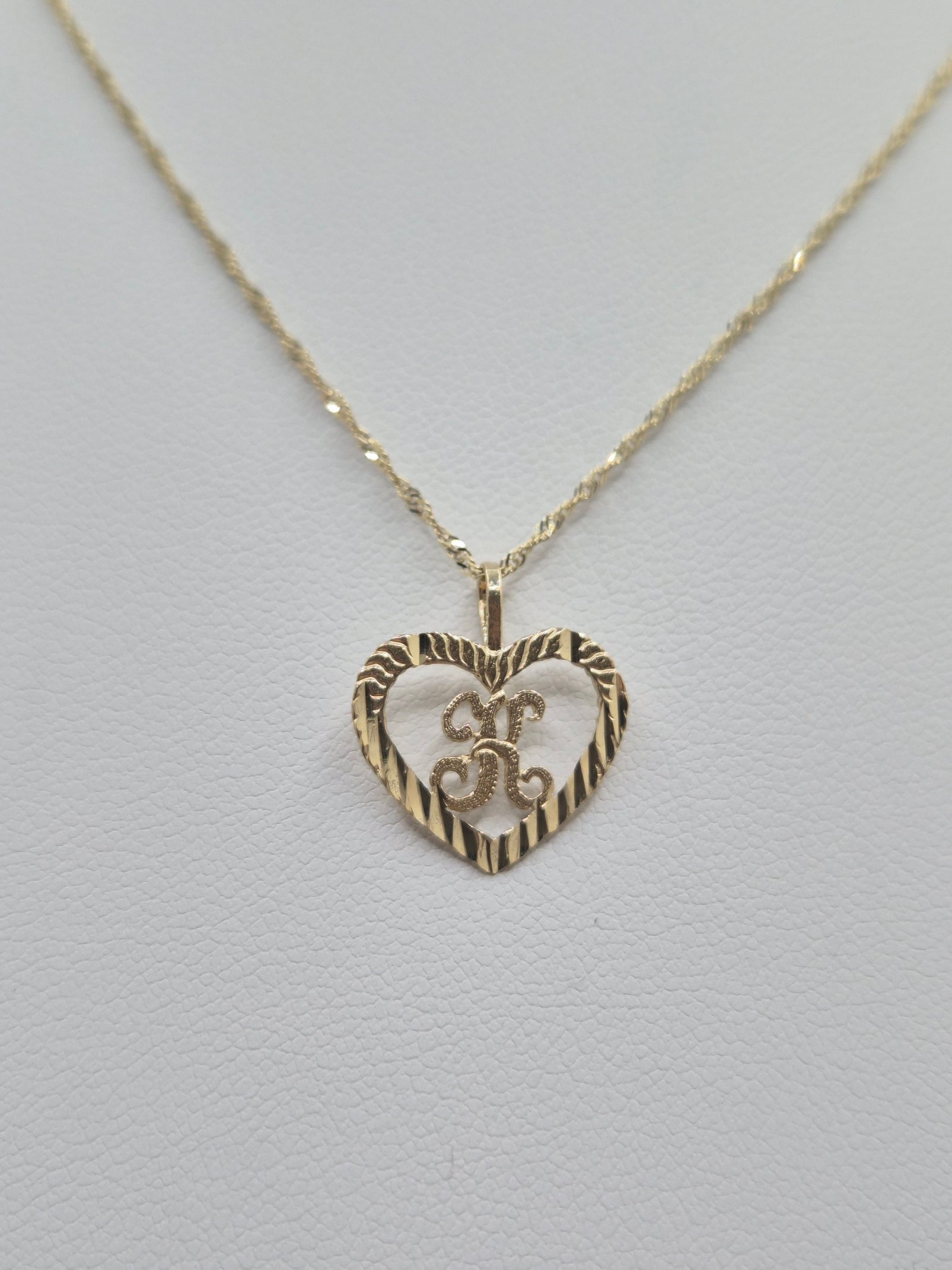 14K Gold Mini Heart Initial Necklace Set