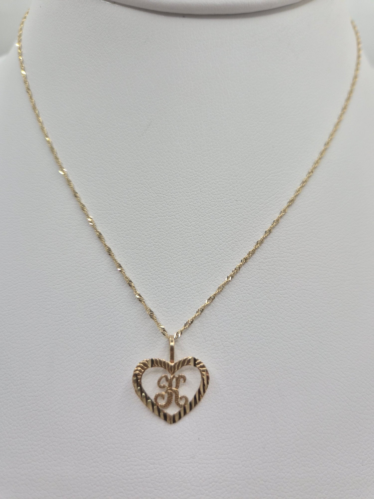 14K Gold Mini Heart Initial Necklace Set