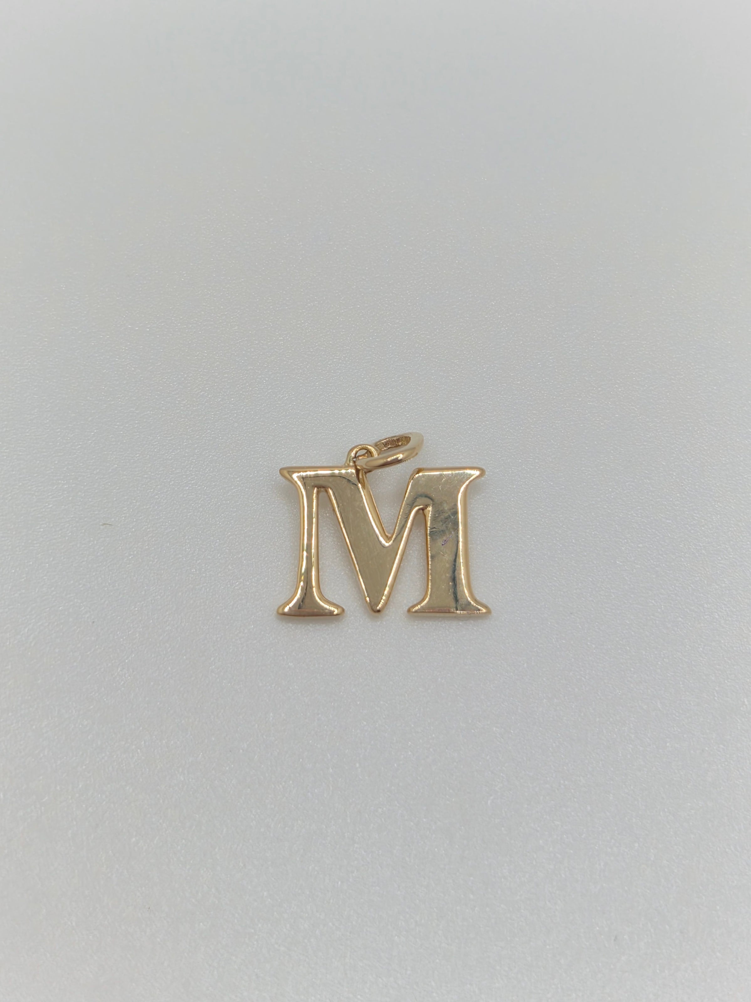 14K Gold Petite Block Initial Pendant
