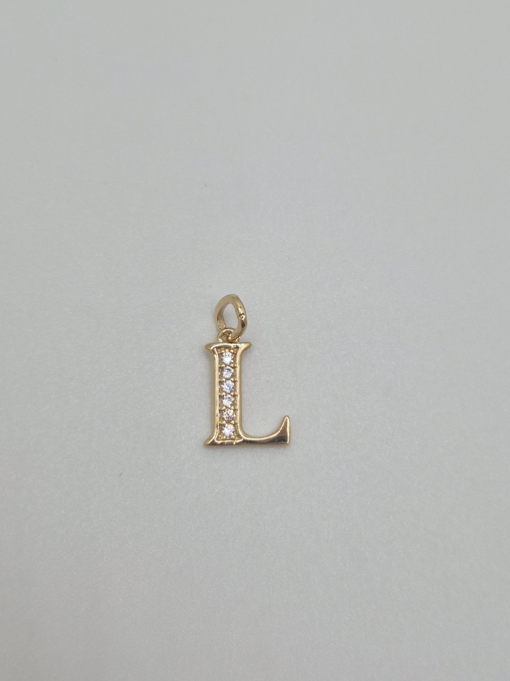 14K Gold Mini Initial CZ Pendant