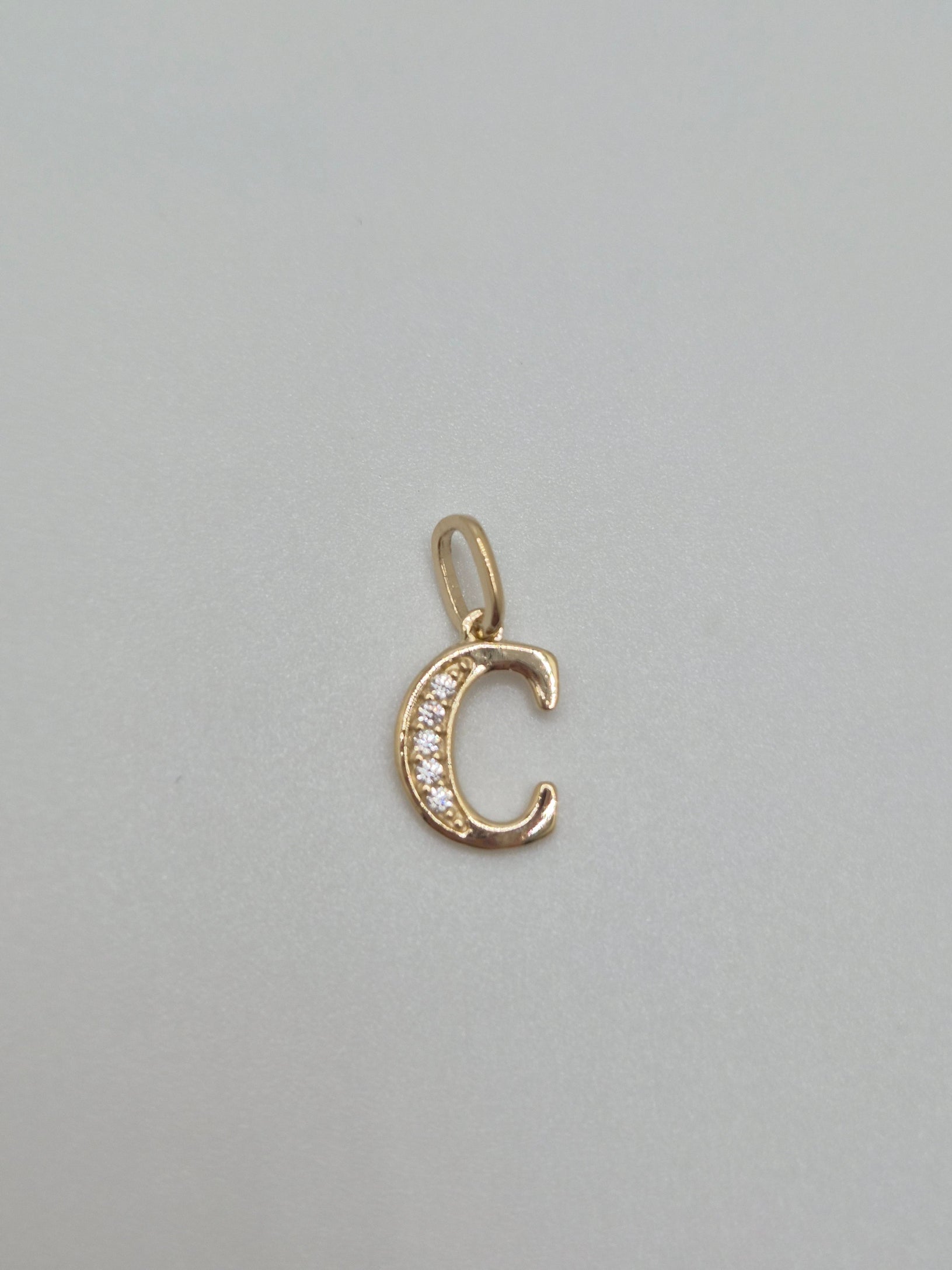 14K Gold Mini Initial CZ Pendant
