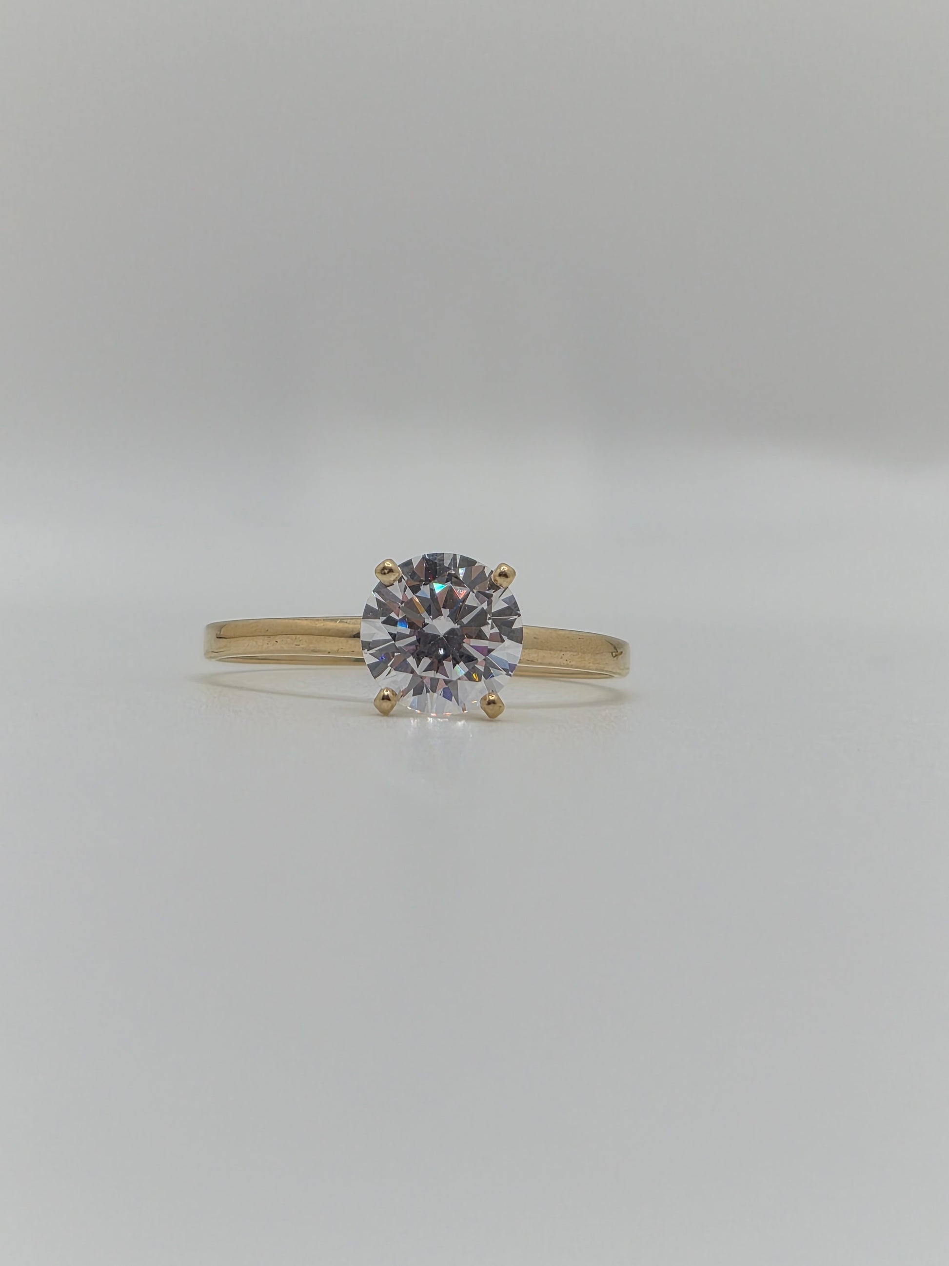 14K Gold Petite CZ Solitaire Ring