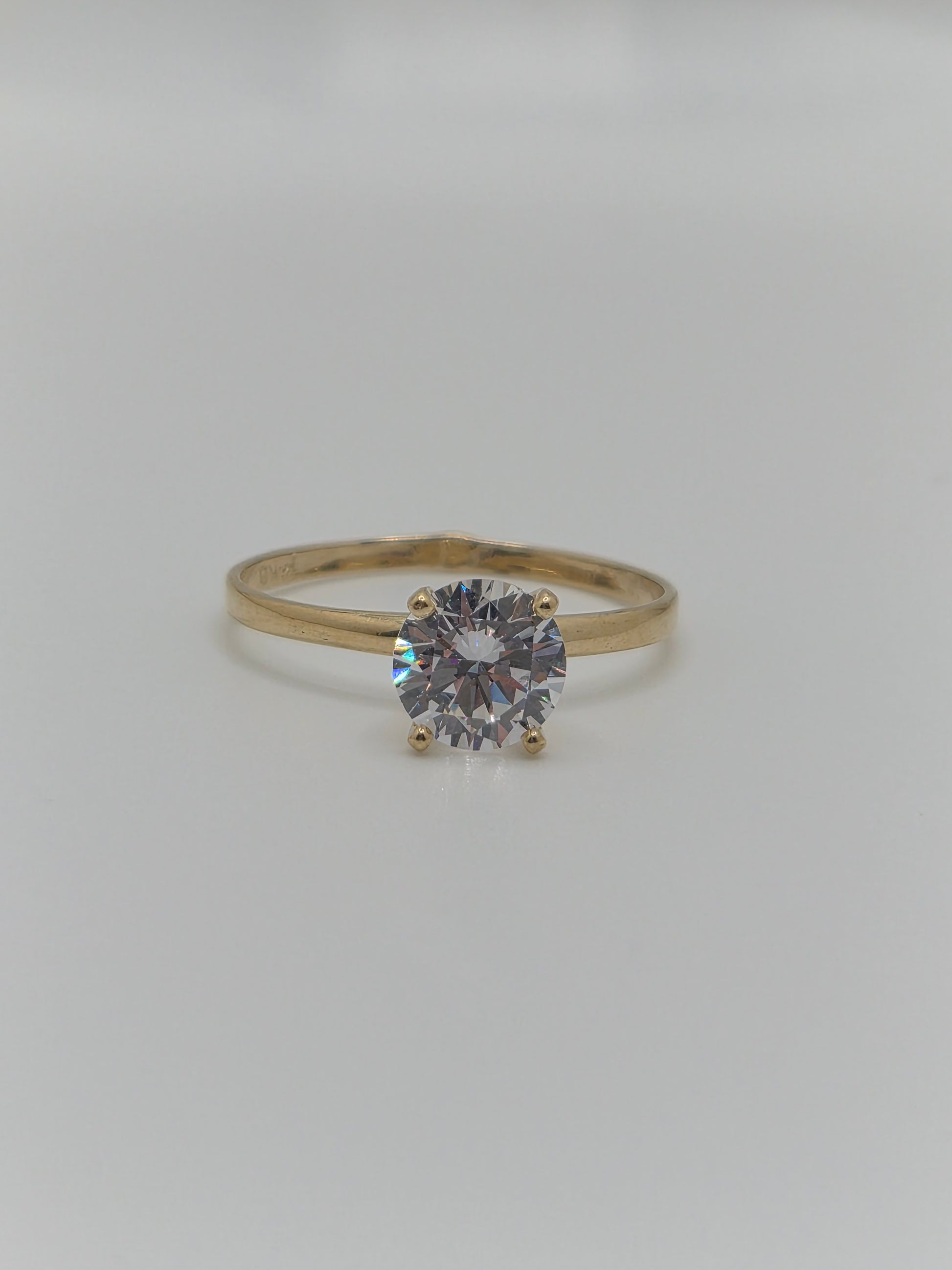 14K Gold Petite CZ Solitaire Ring