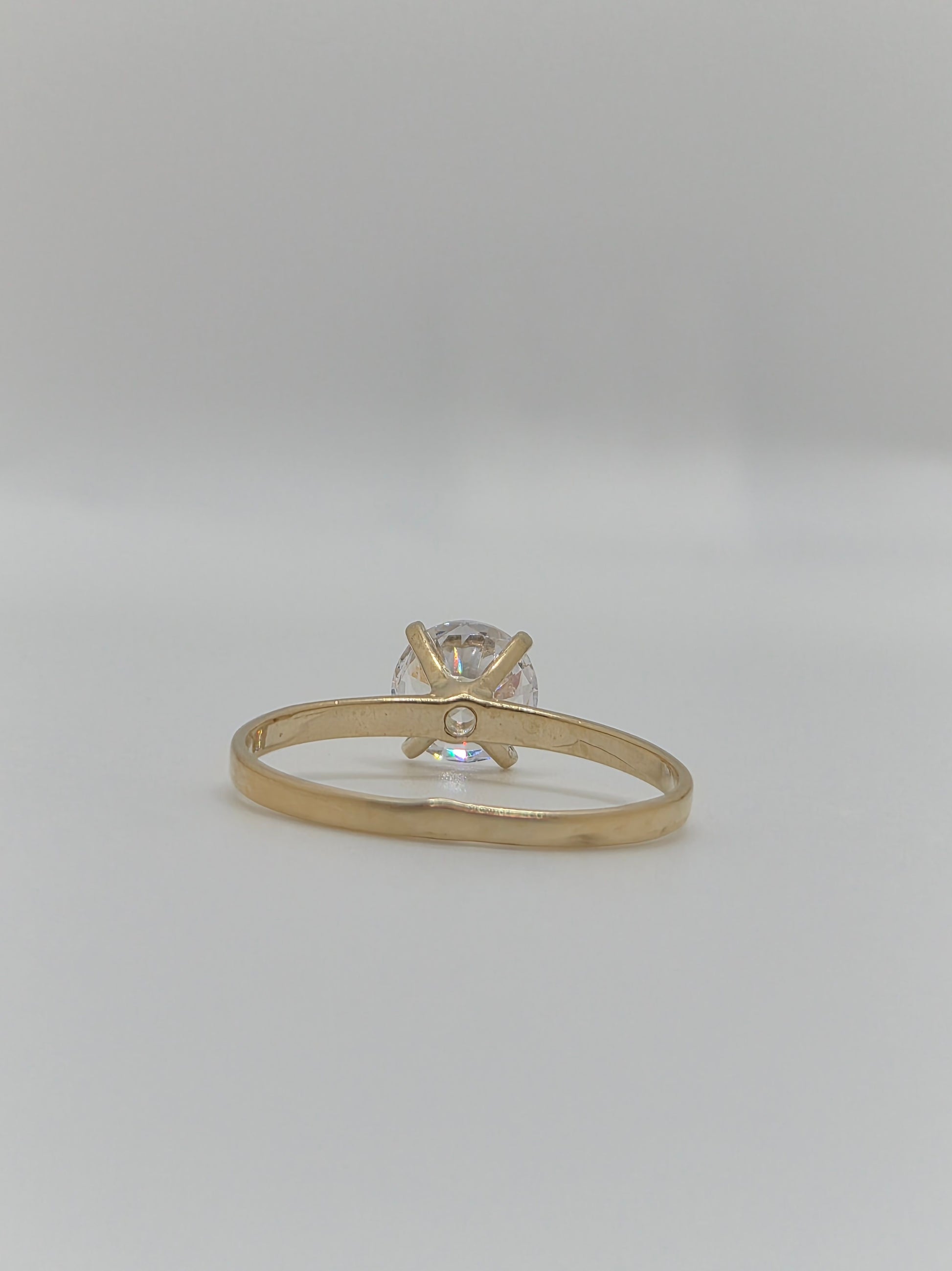 14K Gold Petite CZ Solitaire Ring