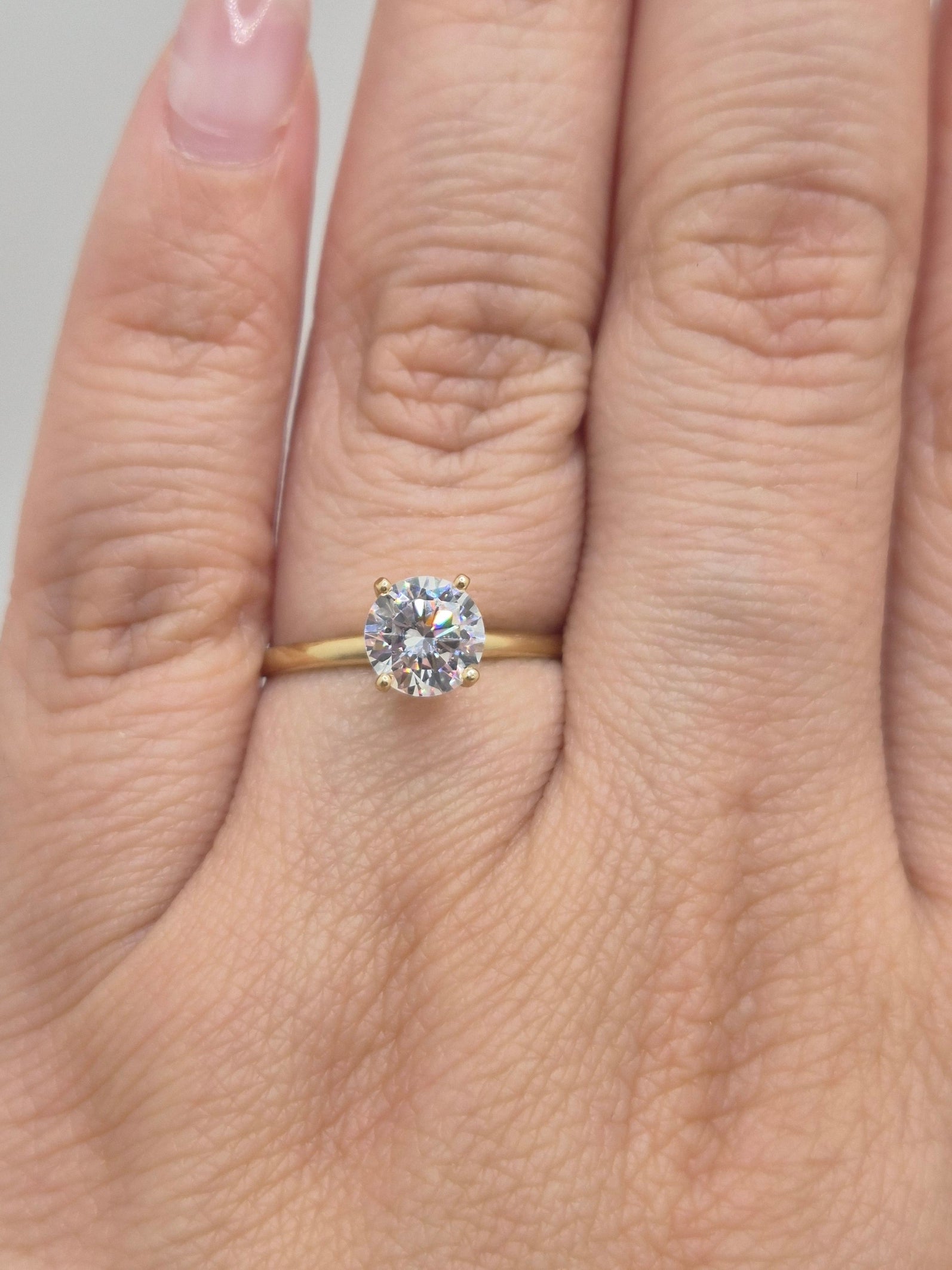 14K Gold Petite CZ Solitaire Ring