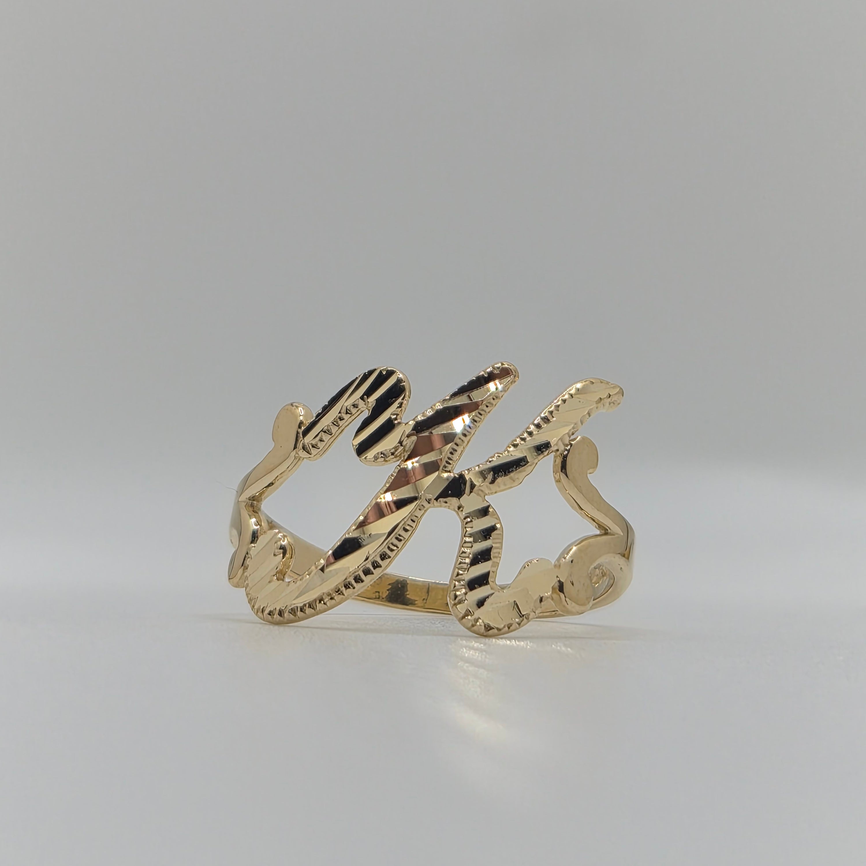 14k gold “k” cursive initial ring