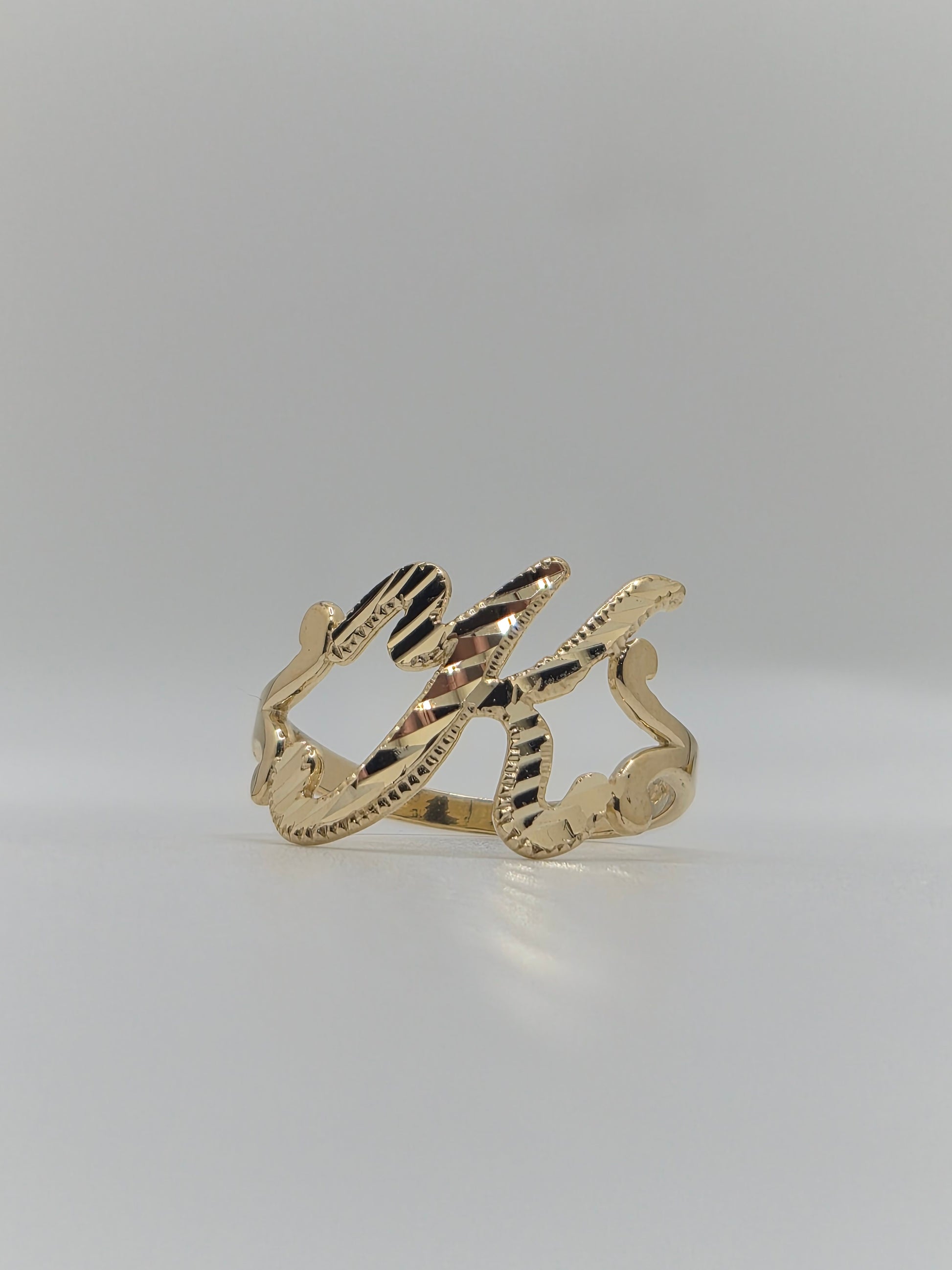 14k gold “k” cursive initial ring