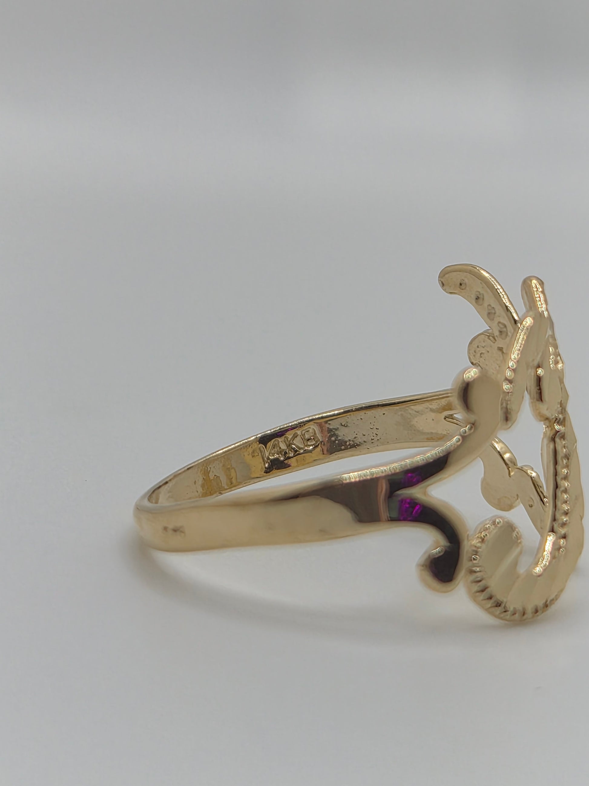 14k gold “k” cursive initial ring