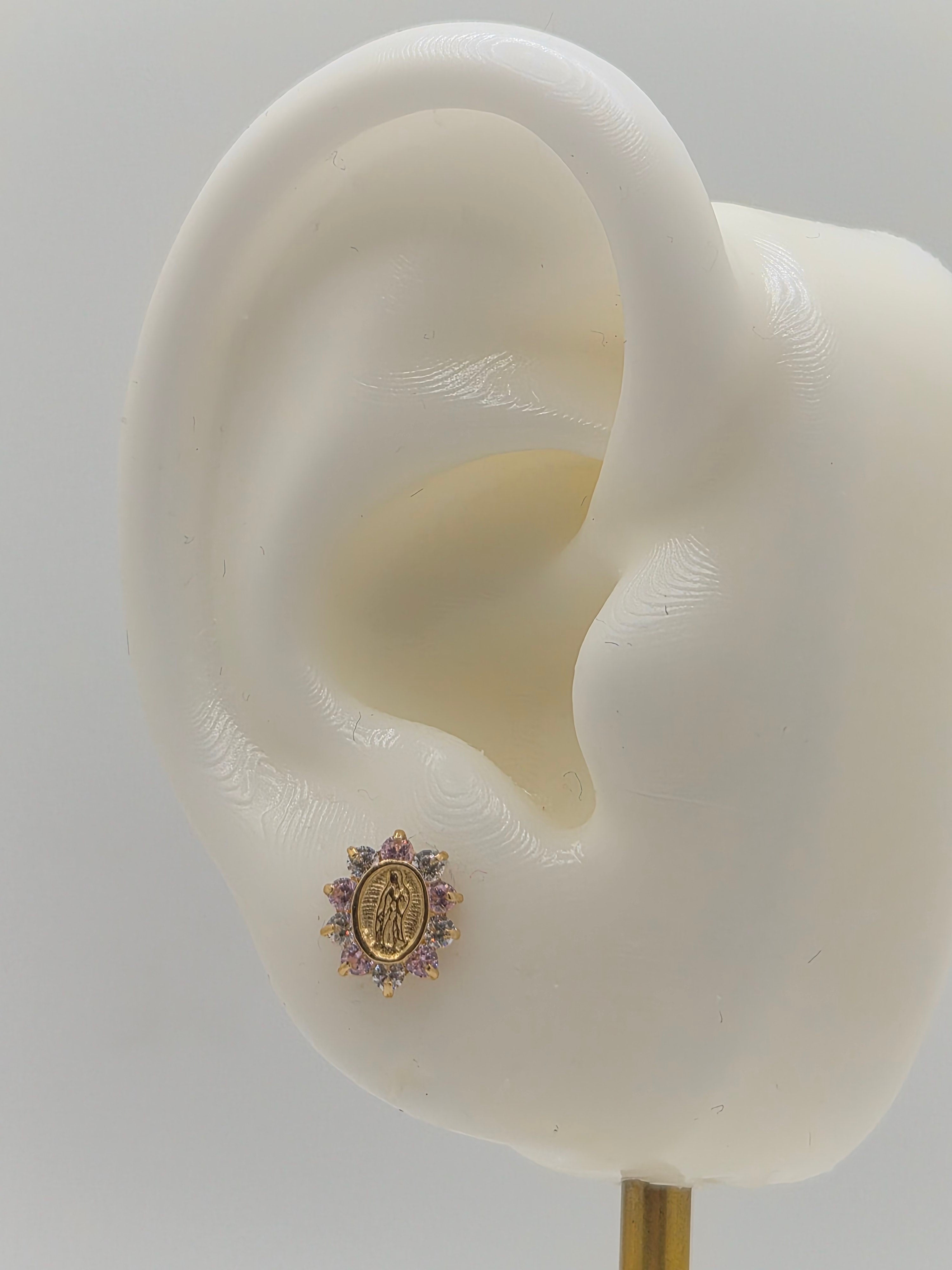 14K Pink CZ Guadalupe Stud Earrings