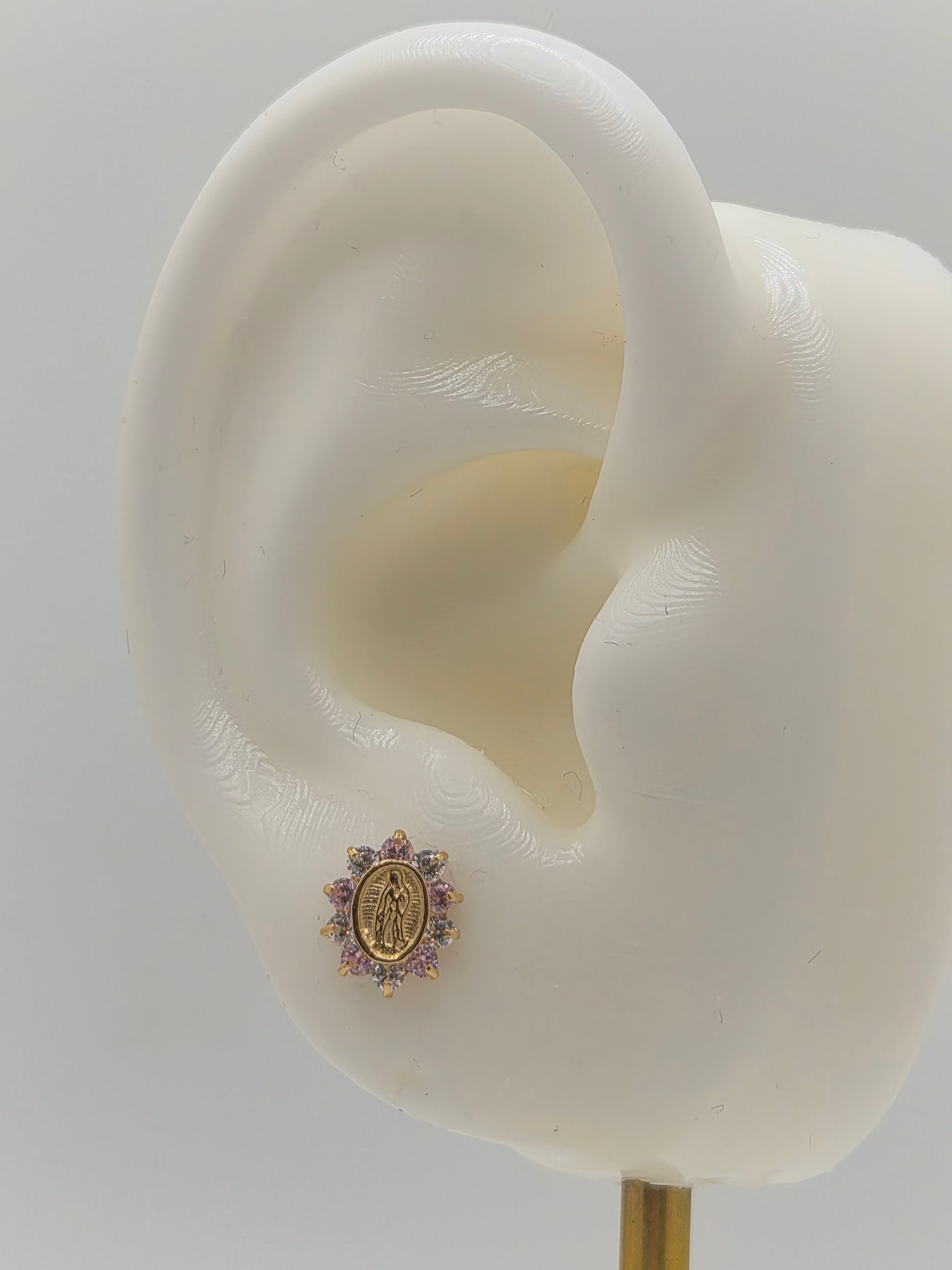 14K Pink CZ Guadalupe Stud Earrings