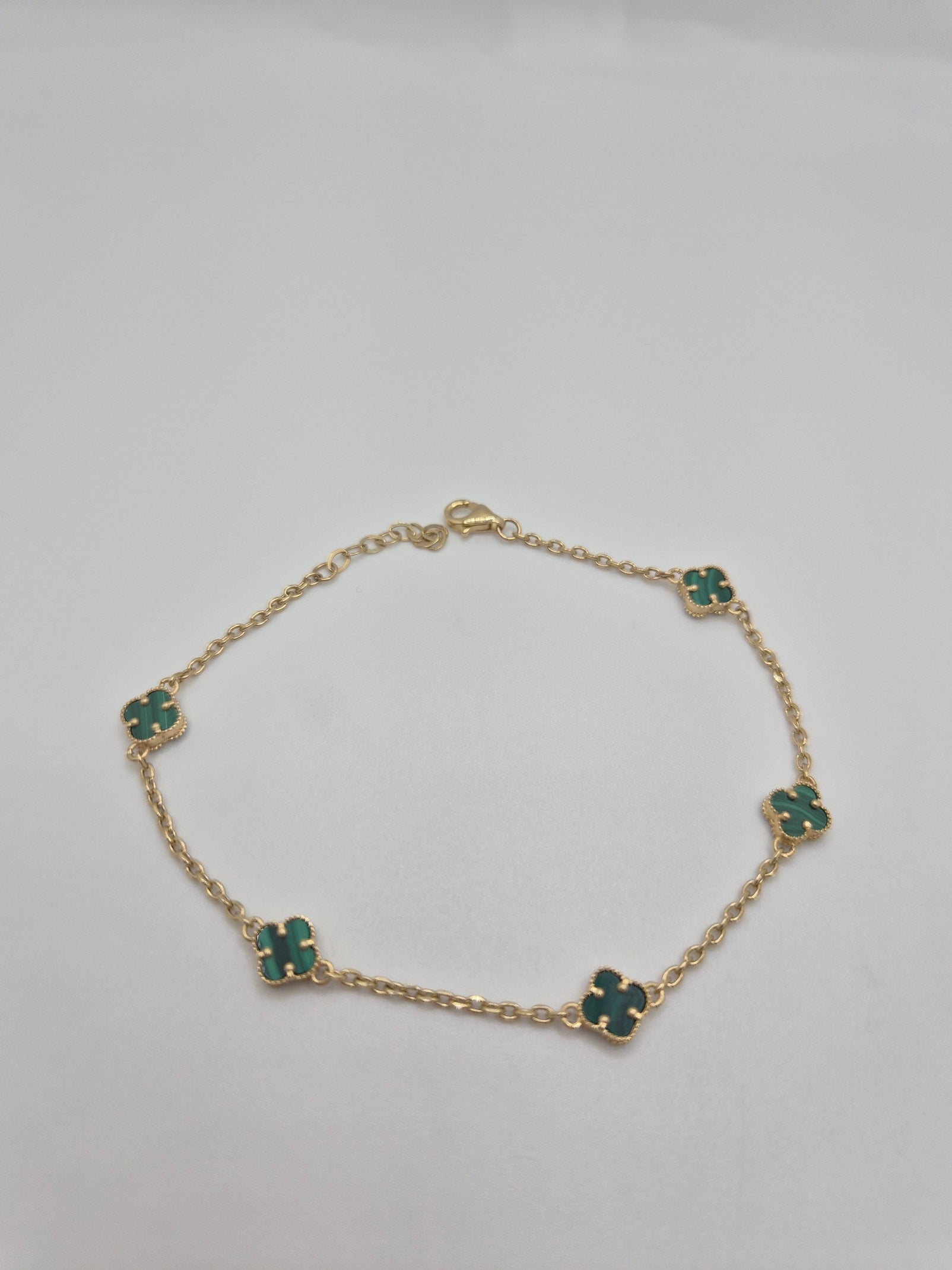 Mini Green Clover Luck Bracelet 14K Gold