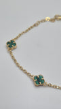 Mini Green Clover Luck Bracelet 14K Gold