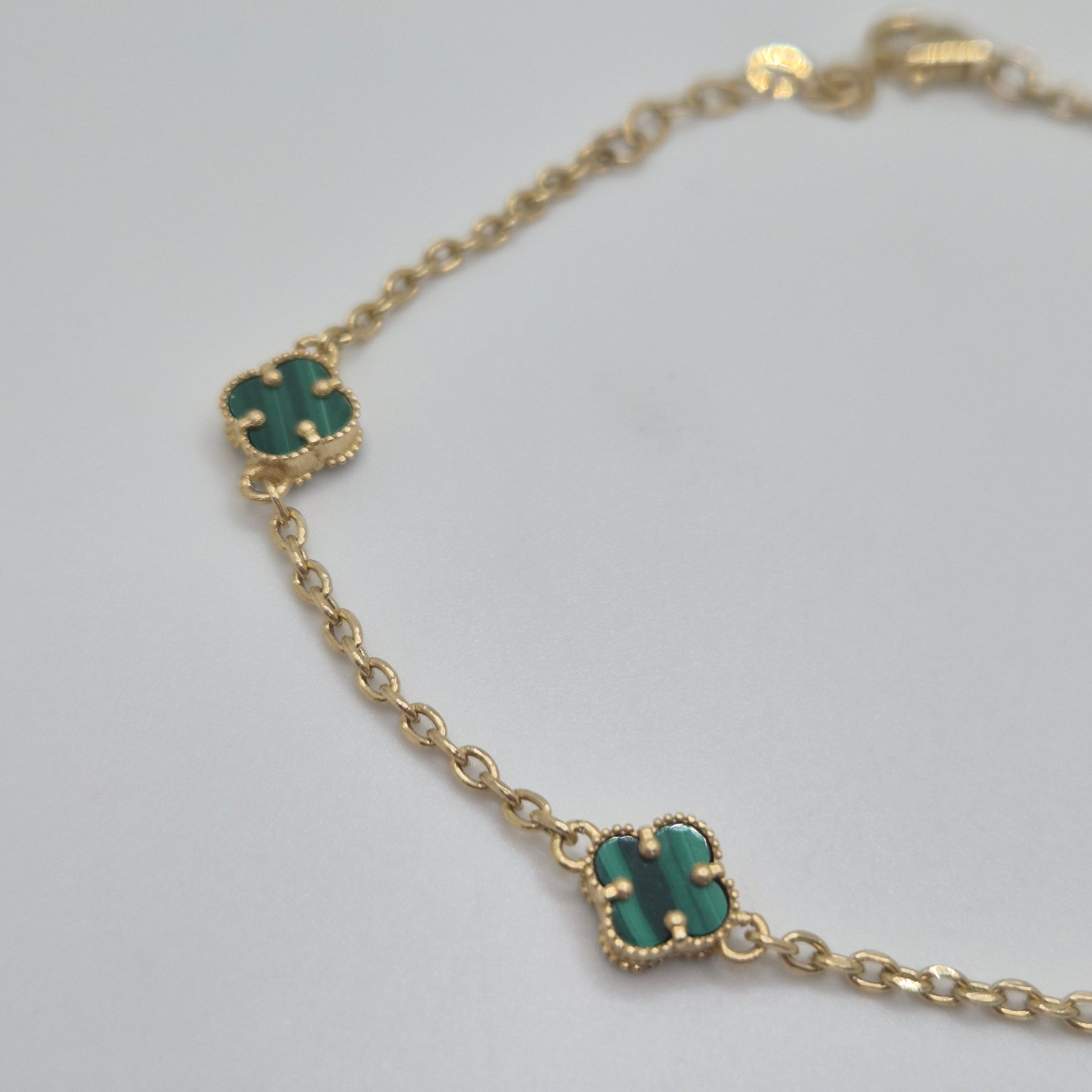 Mini Green Clover Luck Bracelet 14K Gold
