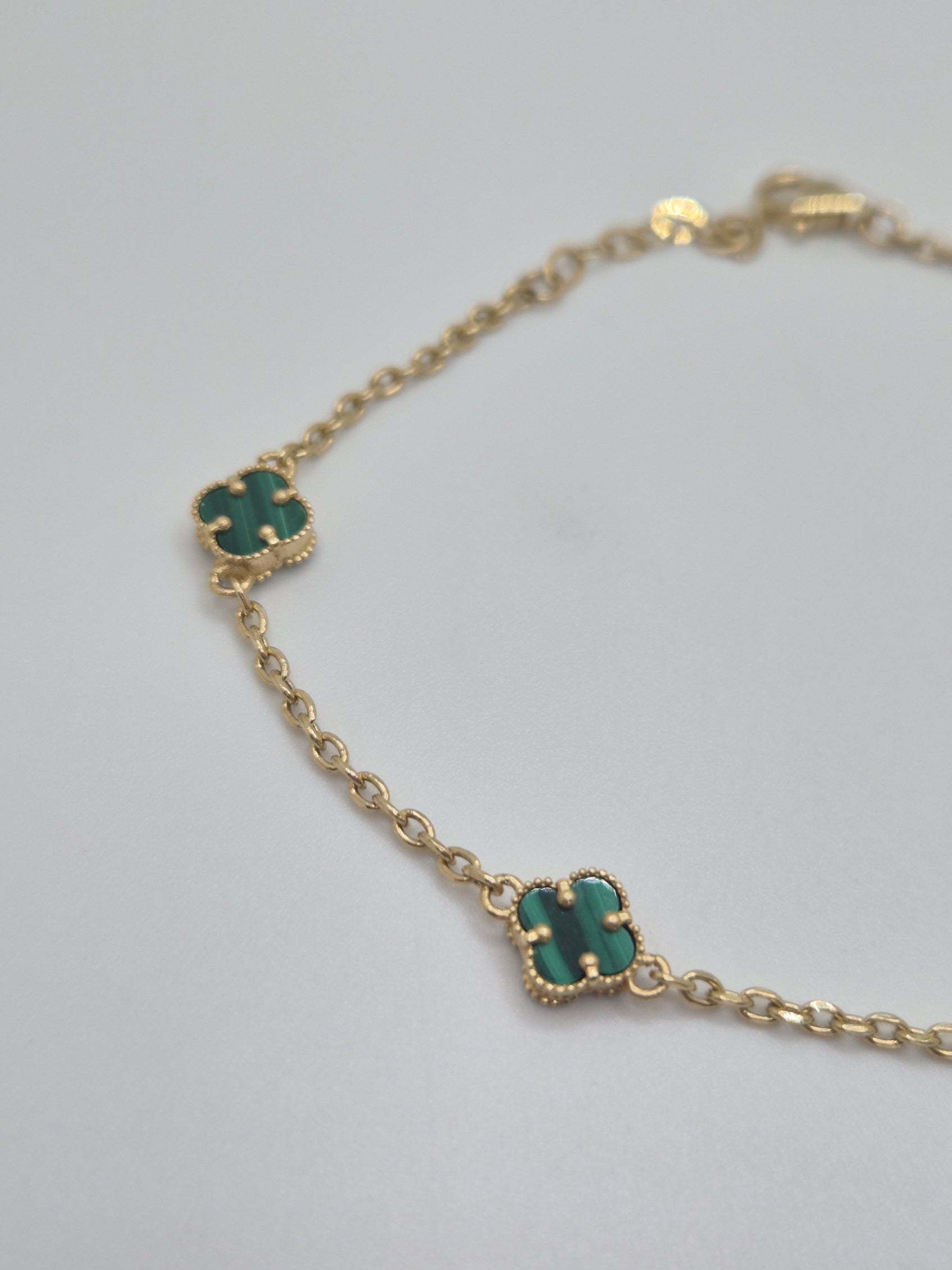 Mini Green Clover Luck Bracelet 14K Gold