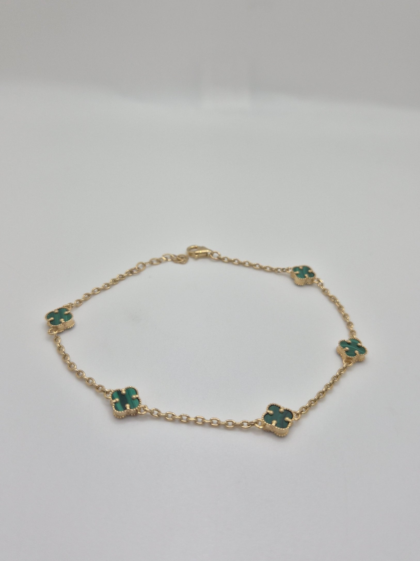 Mini Green Clover Luck Bracelet 14K Gold