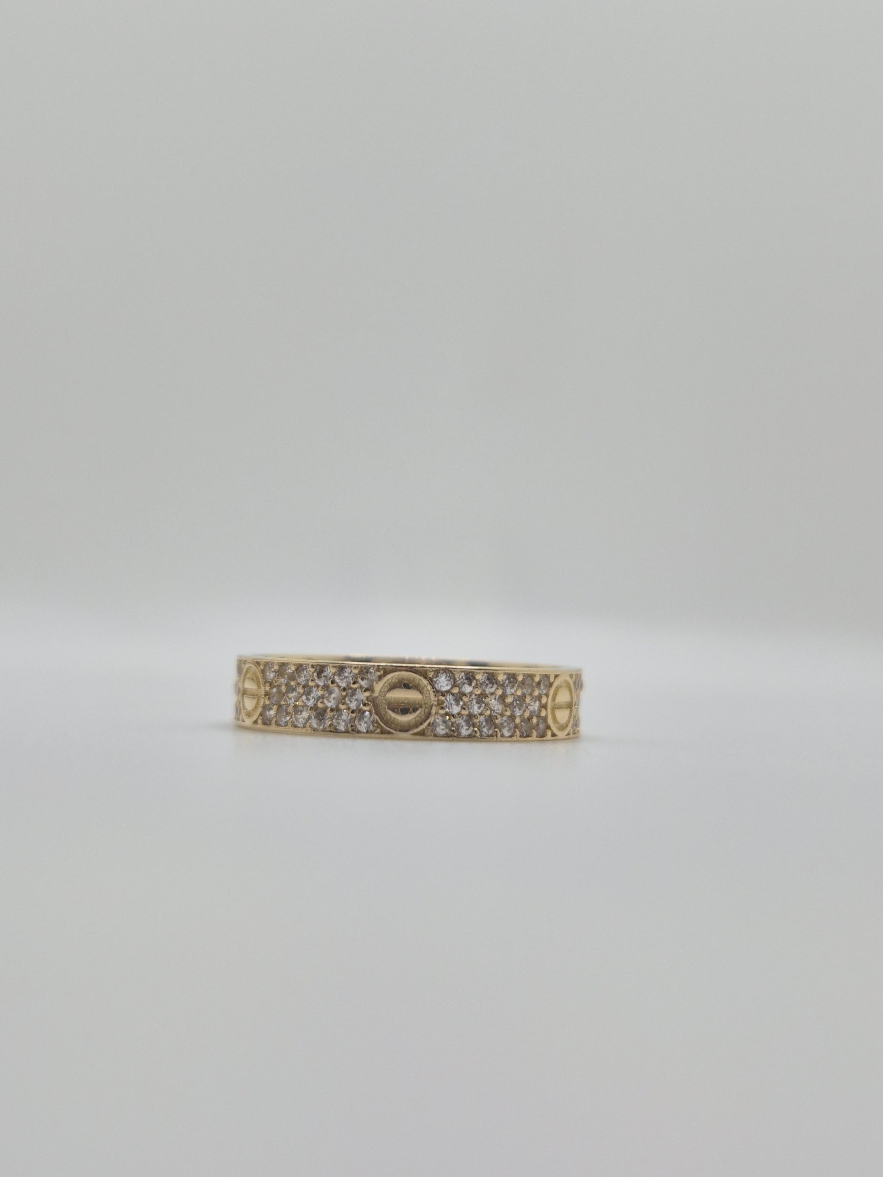 14K Gold CZ Slim Love Band Ring