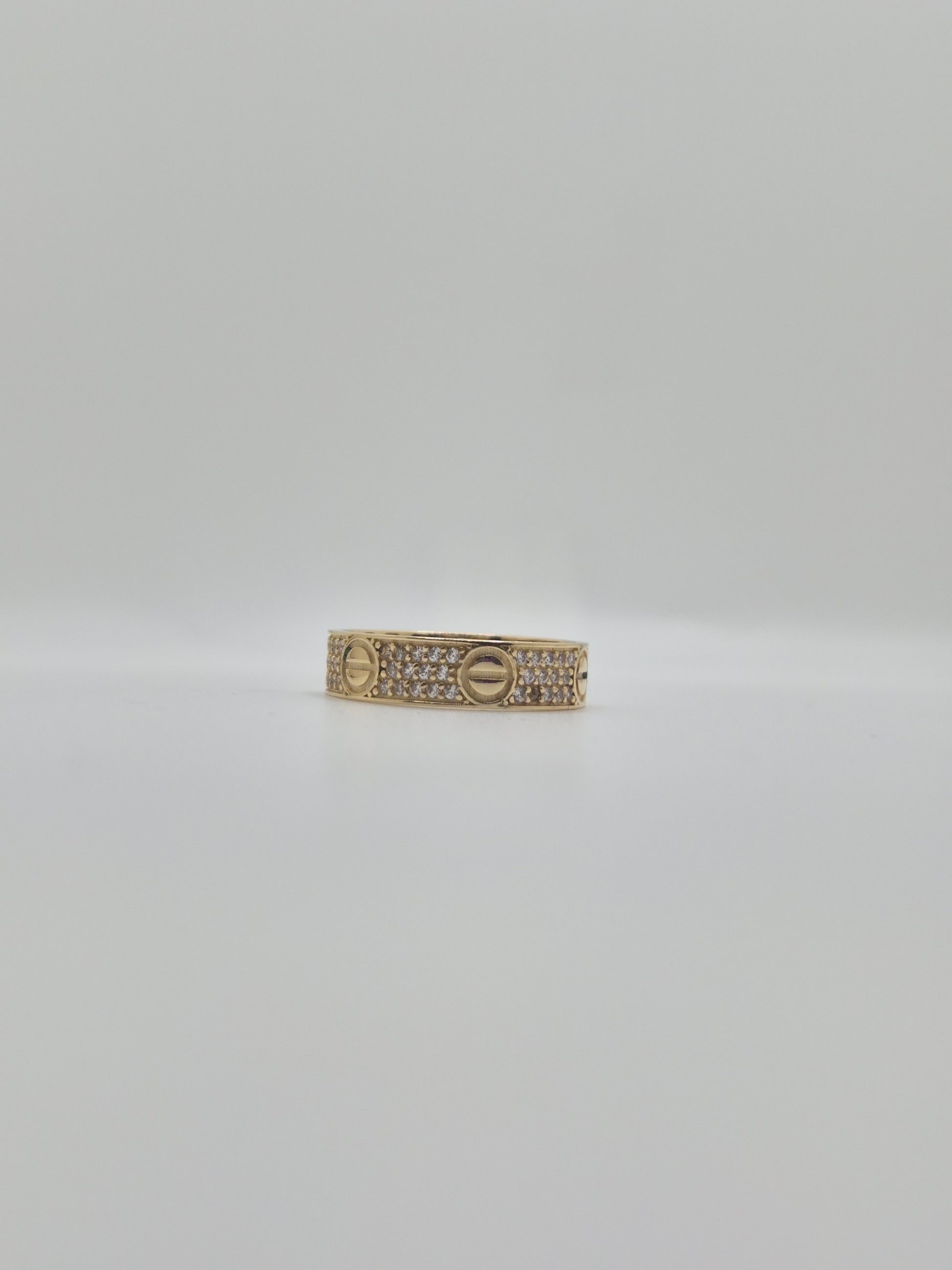 14K Gold CZ Love Band Ring