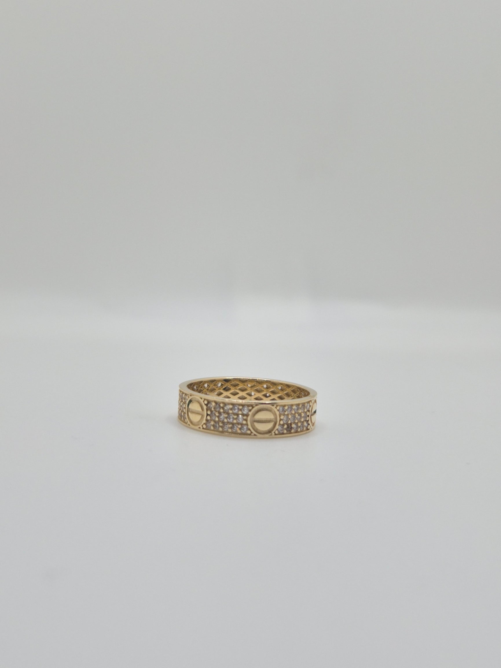 14K Gold CZ Love Band Ring