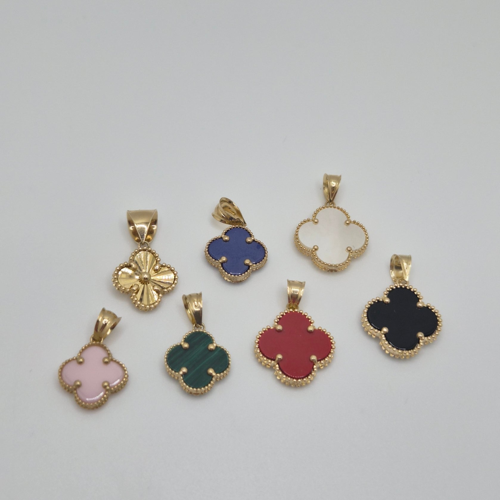 Clover Pendant (Black, Gold, Pink, Red, Blue, Green & White) 14K Gold