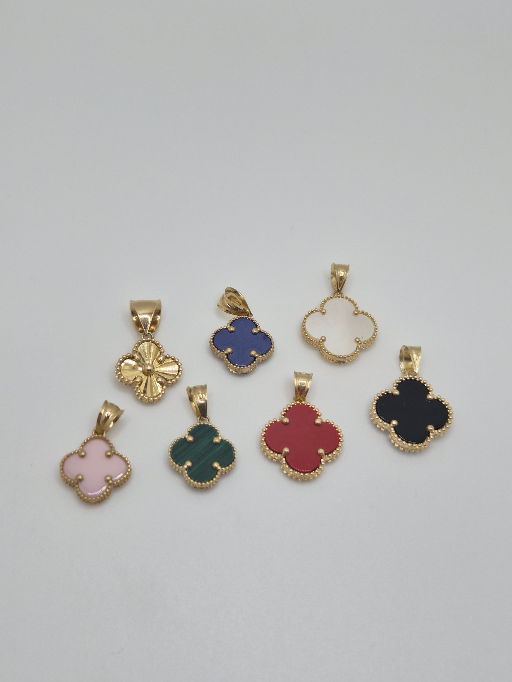 Clover Pendant (Black, Gold, Pink, Red, Blue, Green & White) 14K Gold