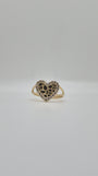 14K Nugget Heart CZ Ring