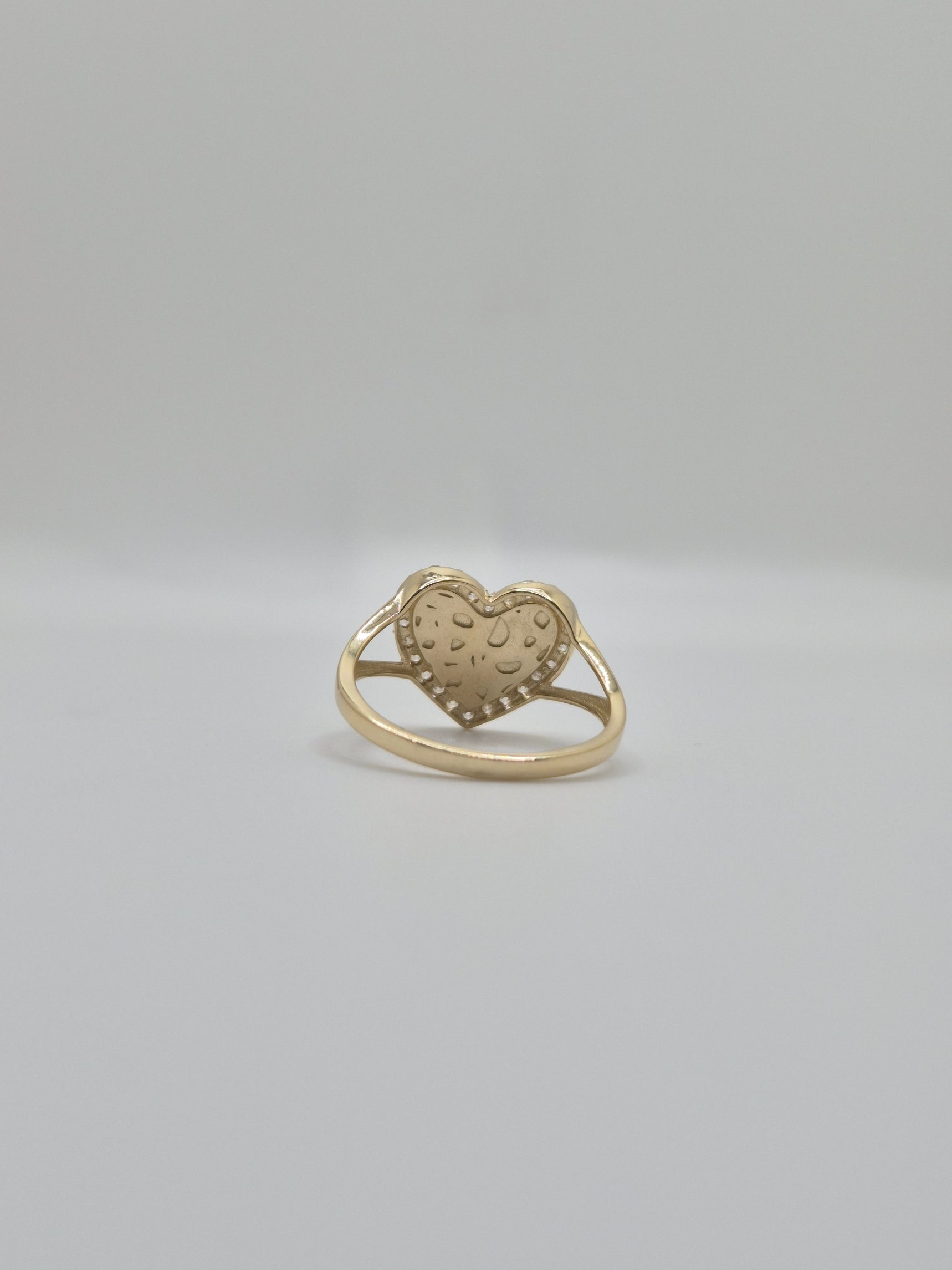 14K Nugget Heart CZ Ring