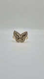 Anillo de circonita cúbica con forma de mariposa y pepita de 14 quilates