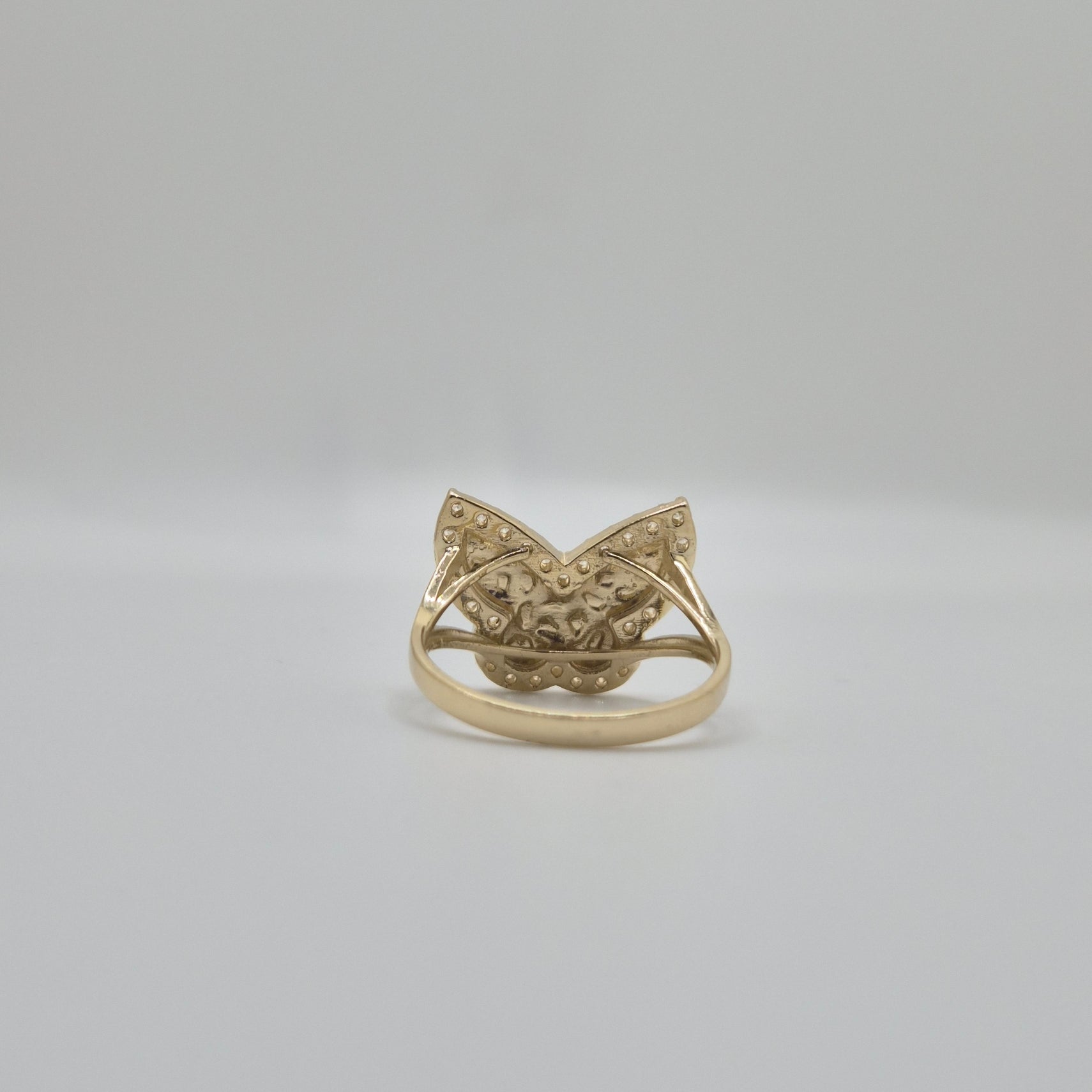 14K Nugget Butterfly CZ Ring