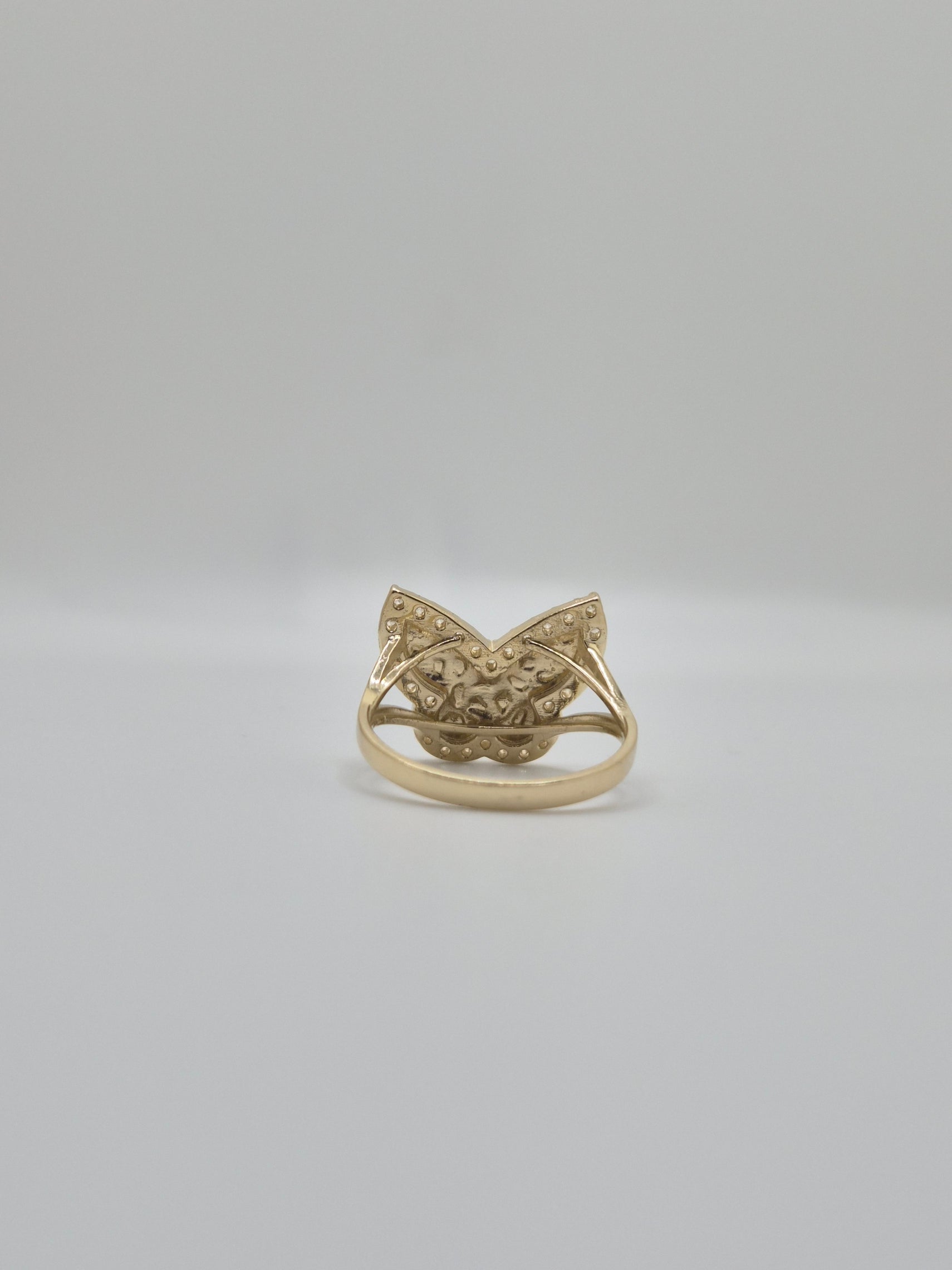 14K Nugget Butterfly CZ Ring