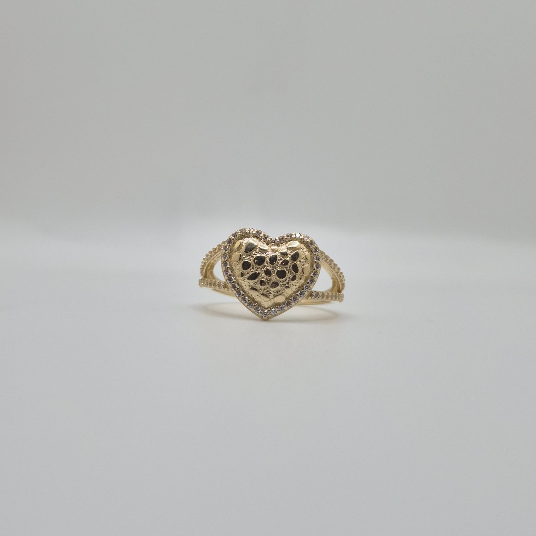 14K Nugget Puffy Heart Ring