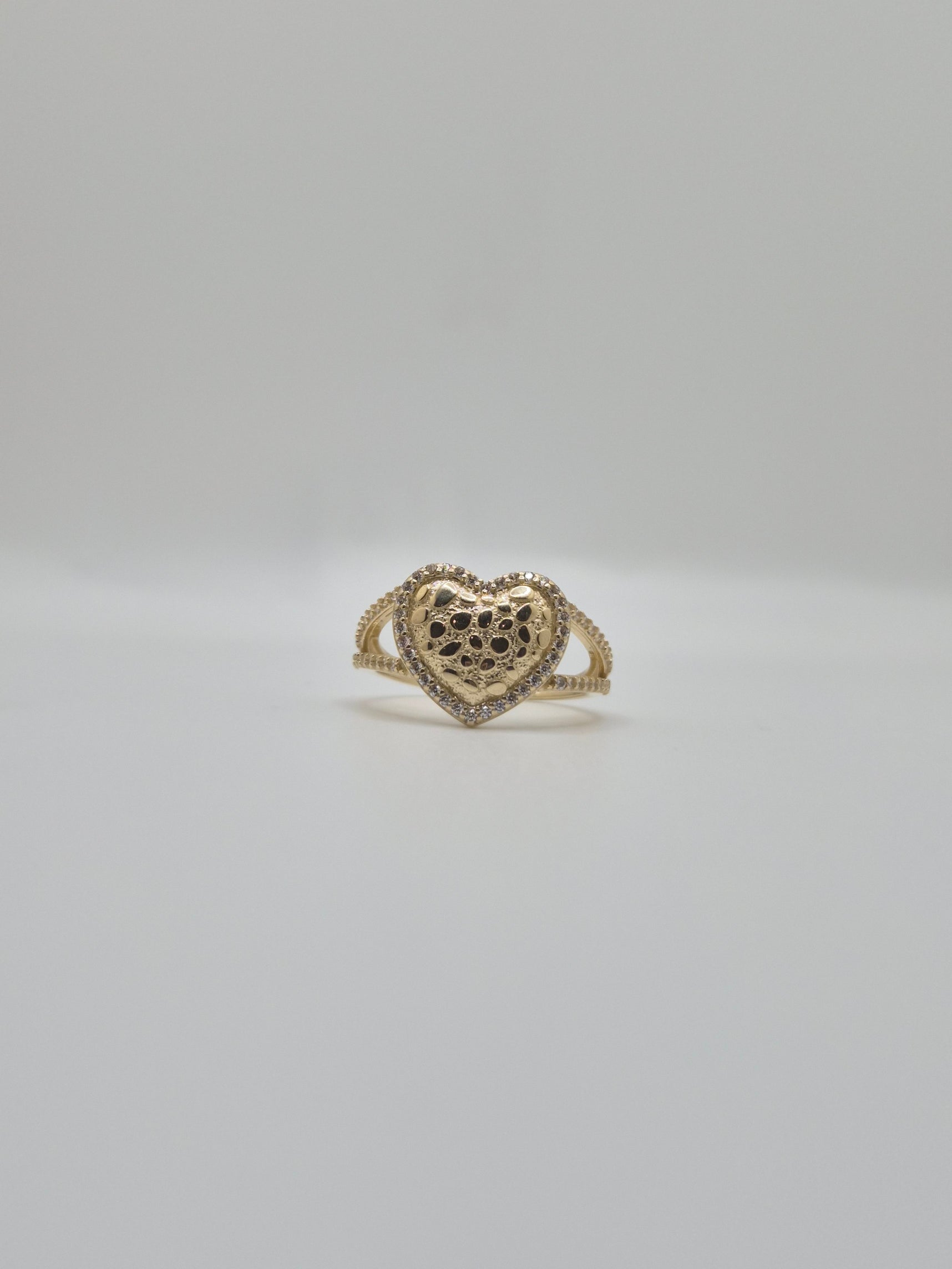 14K Nugget Puffy Heart Ring