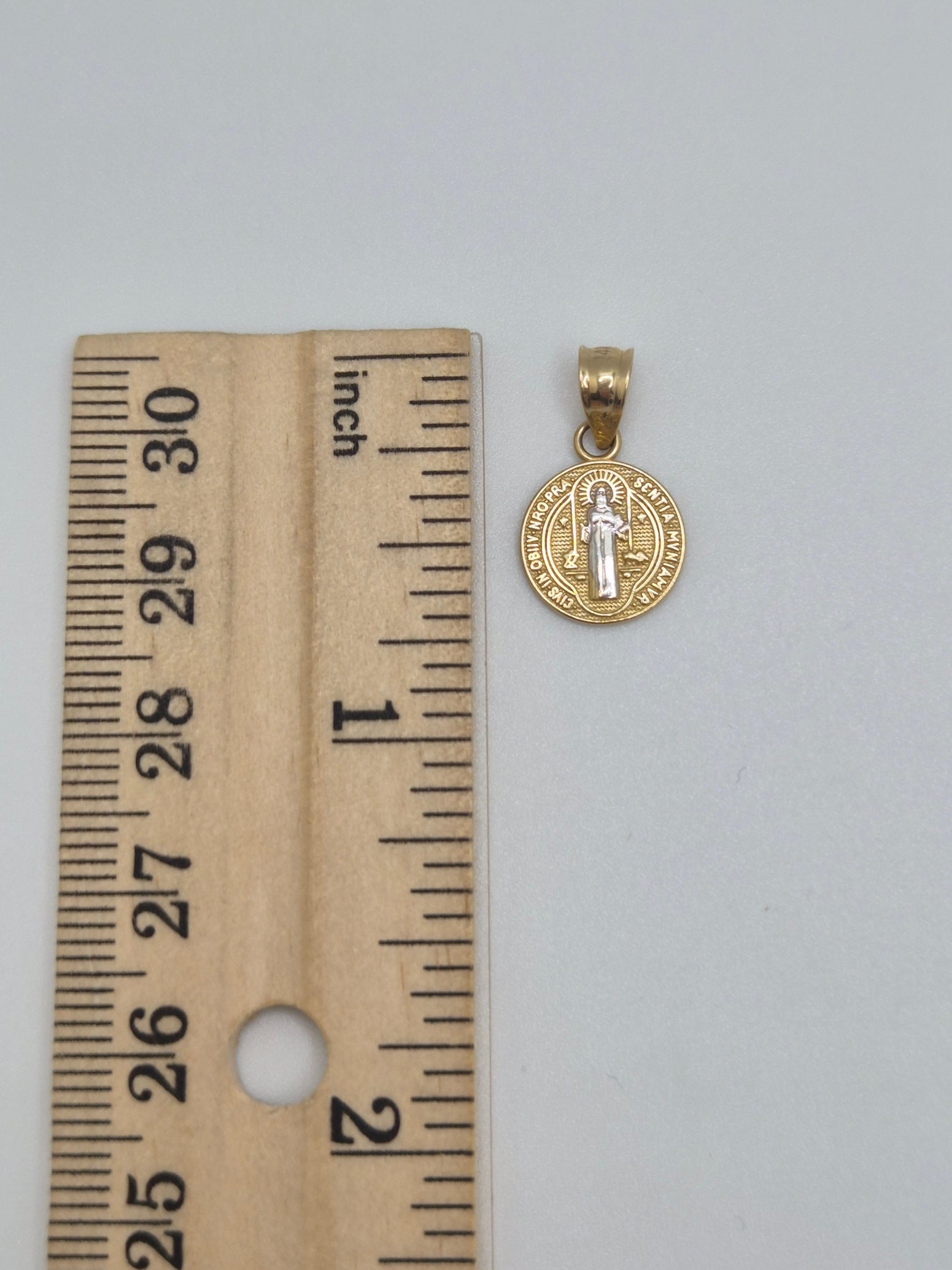 14K Gold San Benito Double-Sided Religious Medal Pendant