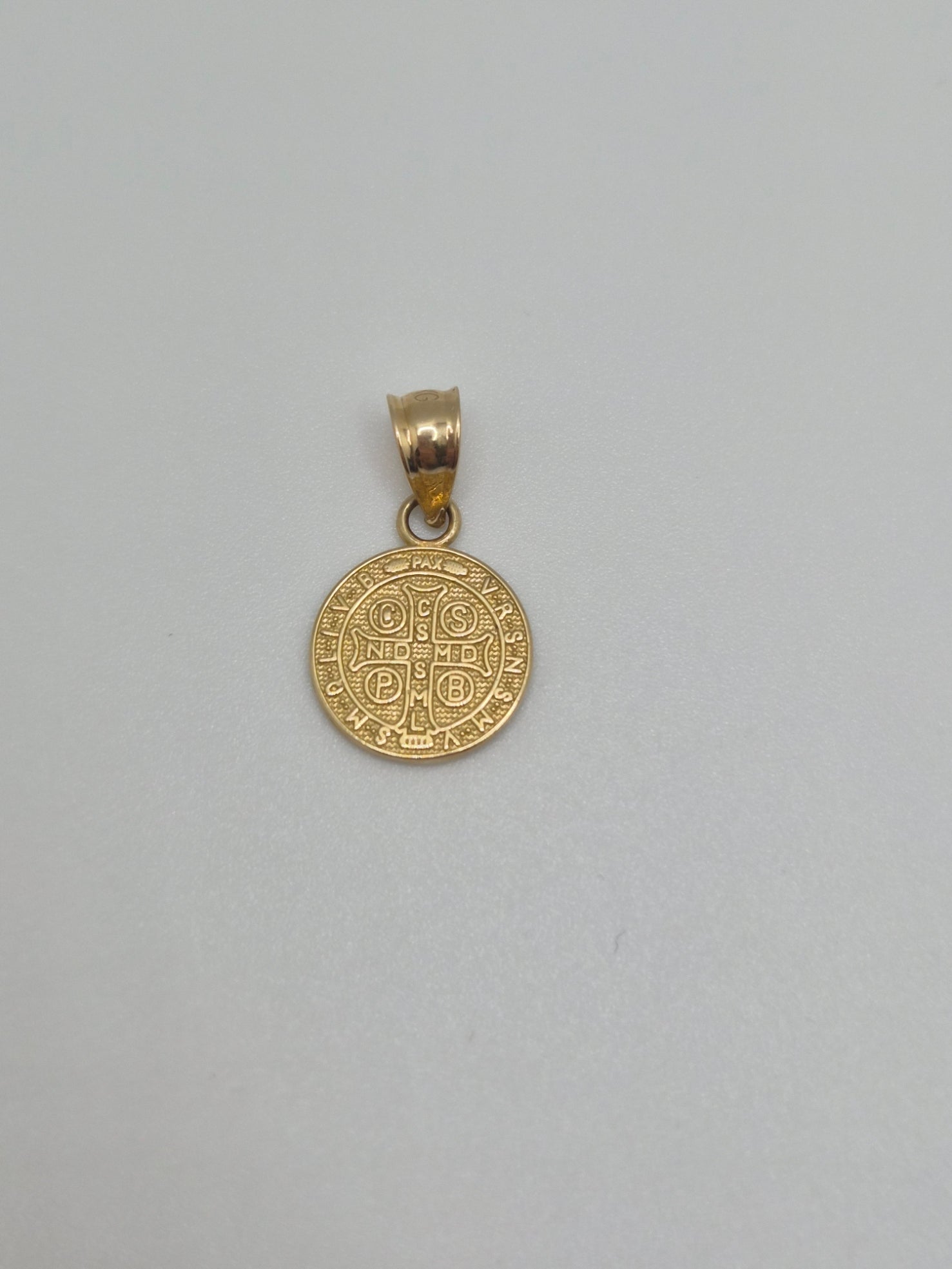 14K Gold San Benito Double-Sided Religious Medal Pendant