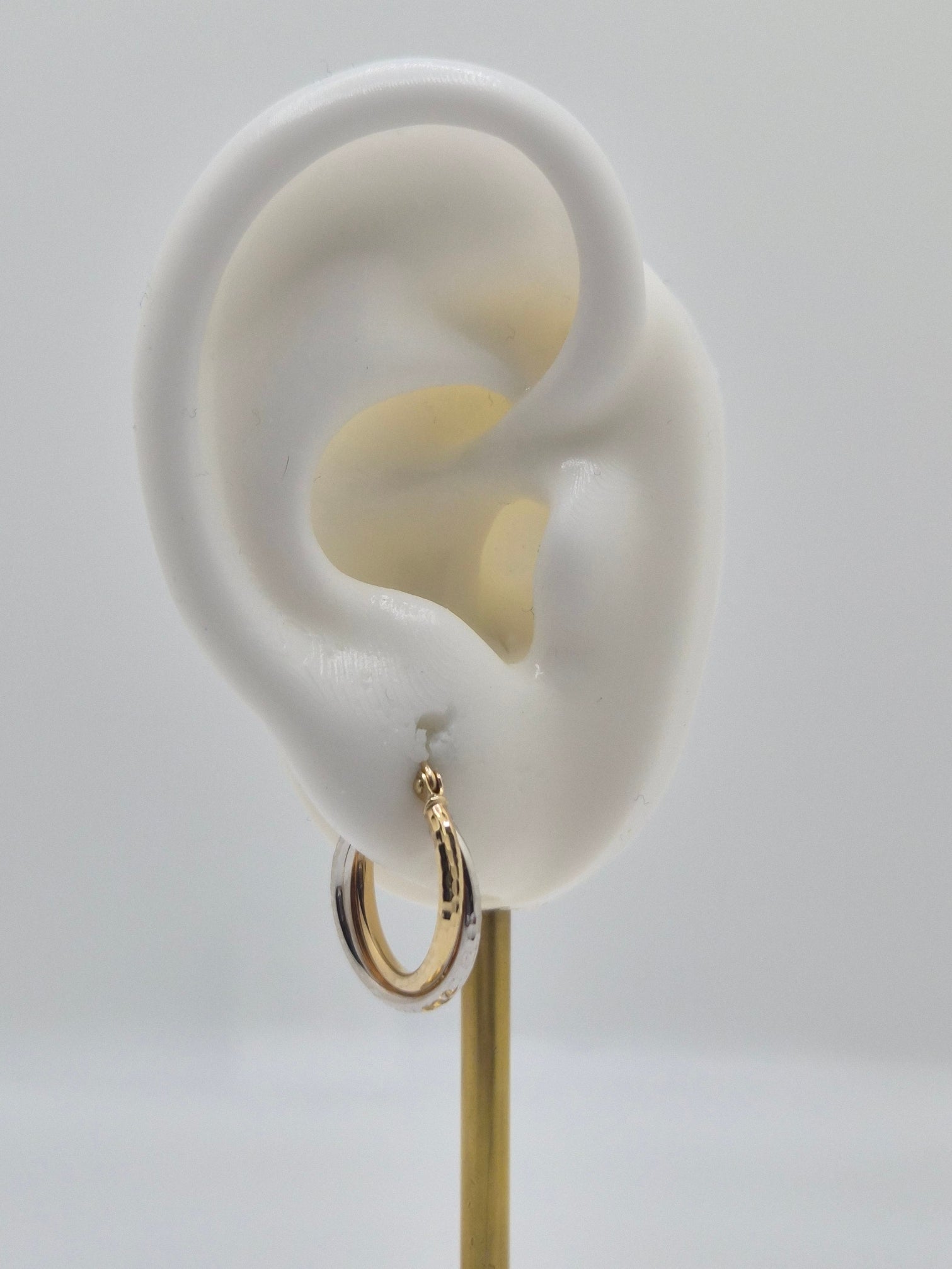 14K Gold Two-Tone Braided Hoops (022)