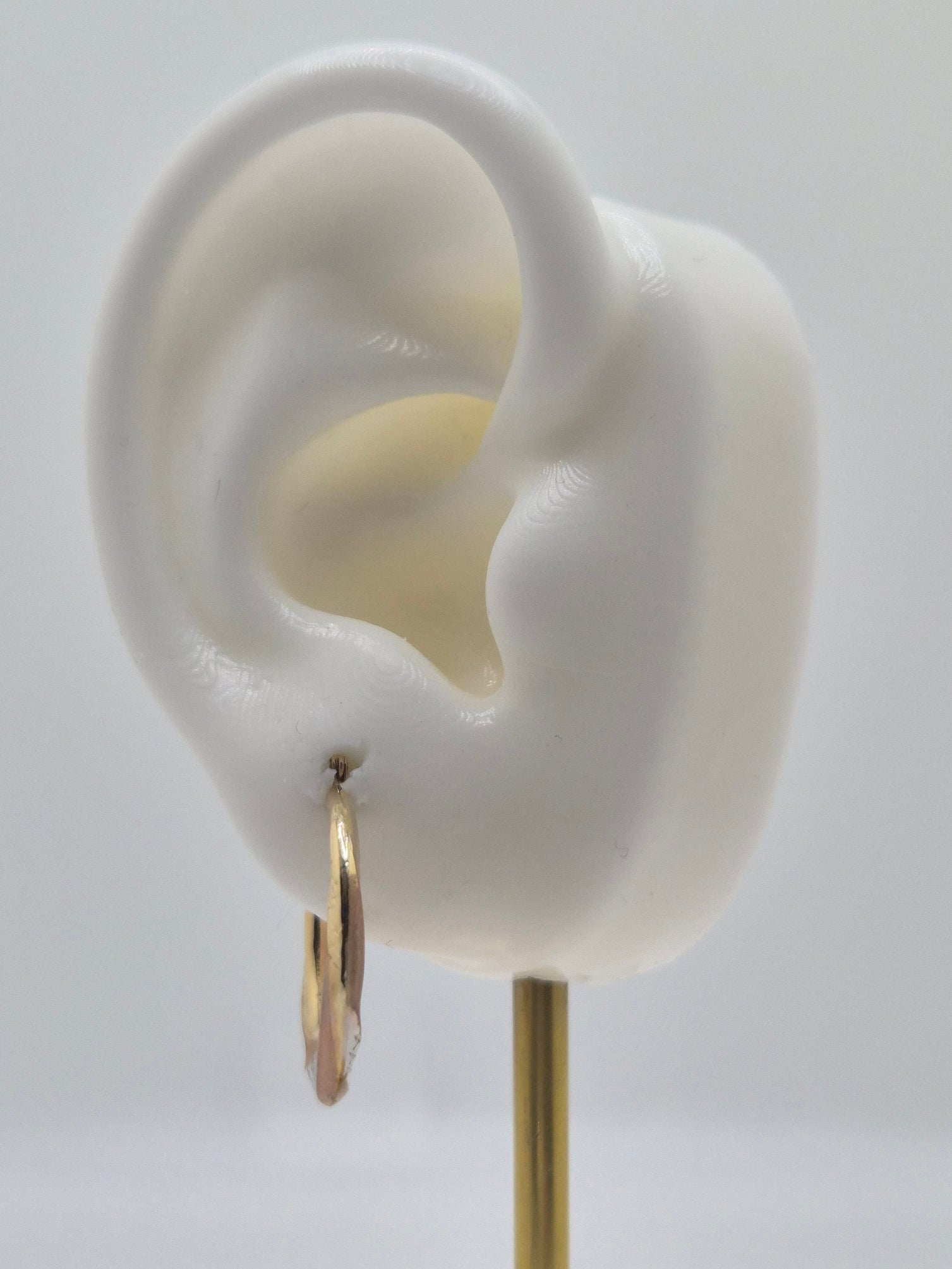 14K Gold Tri Color Swirl Hoops (021)